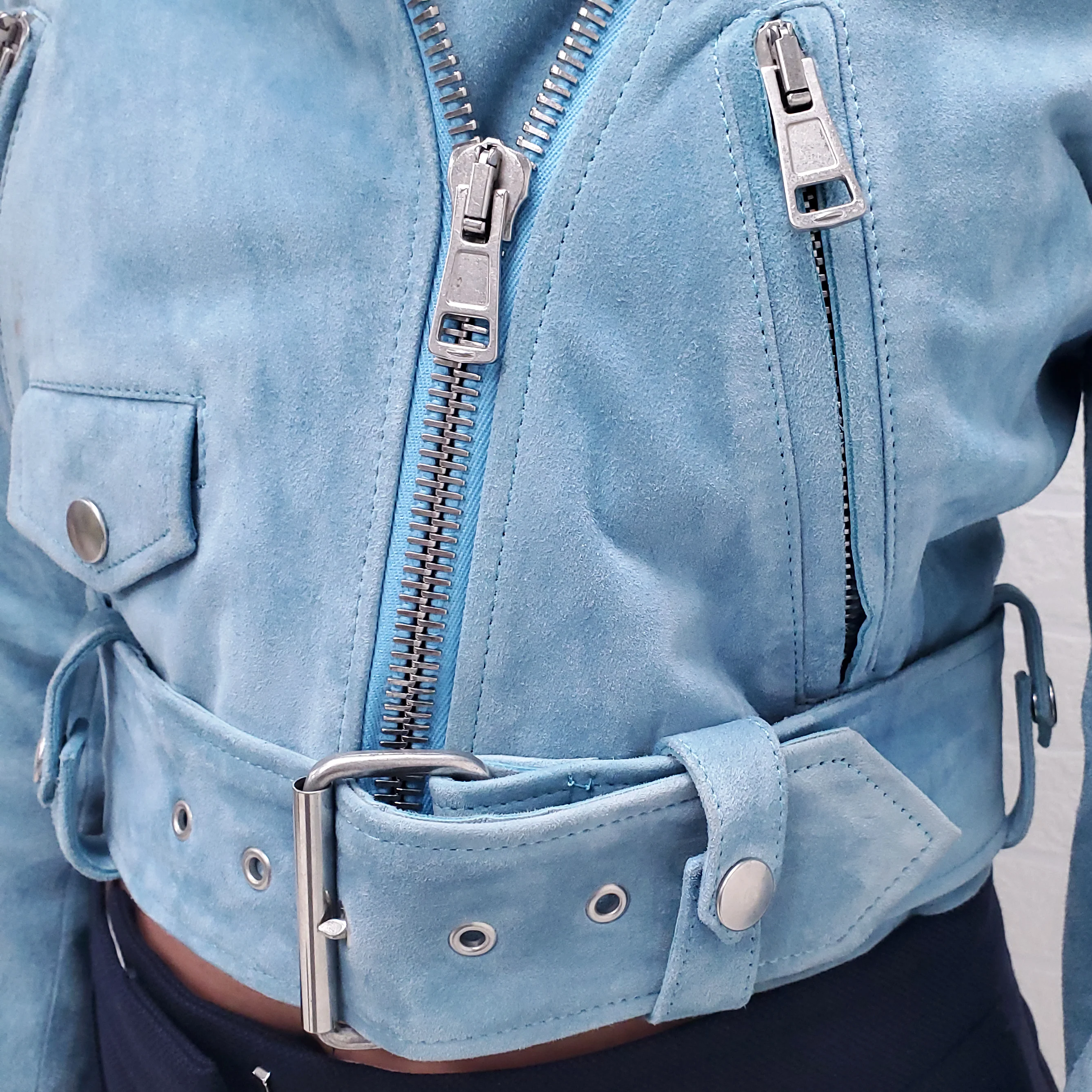 ACNE TURQUISE SUEDE BOMBER JACKET - SIZE XS - Image 3