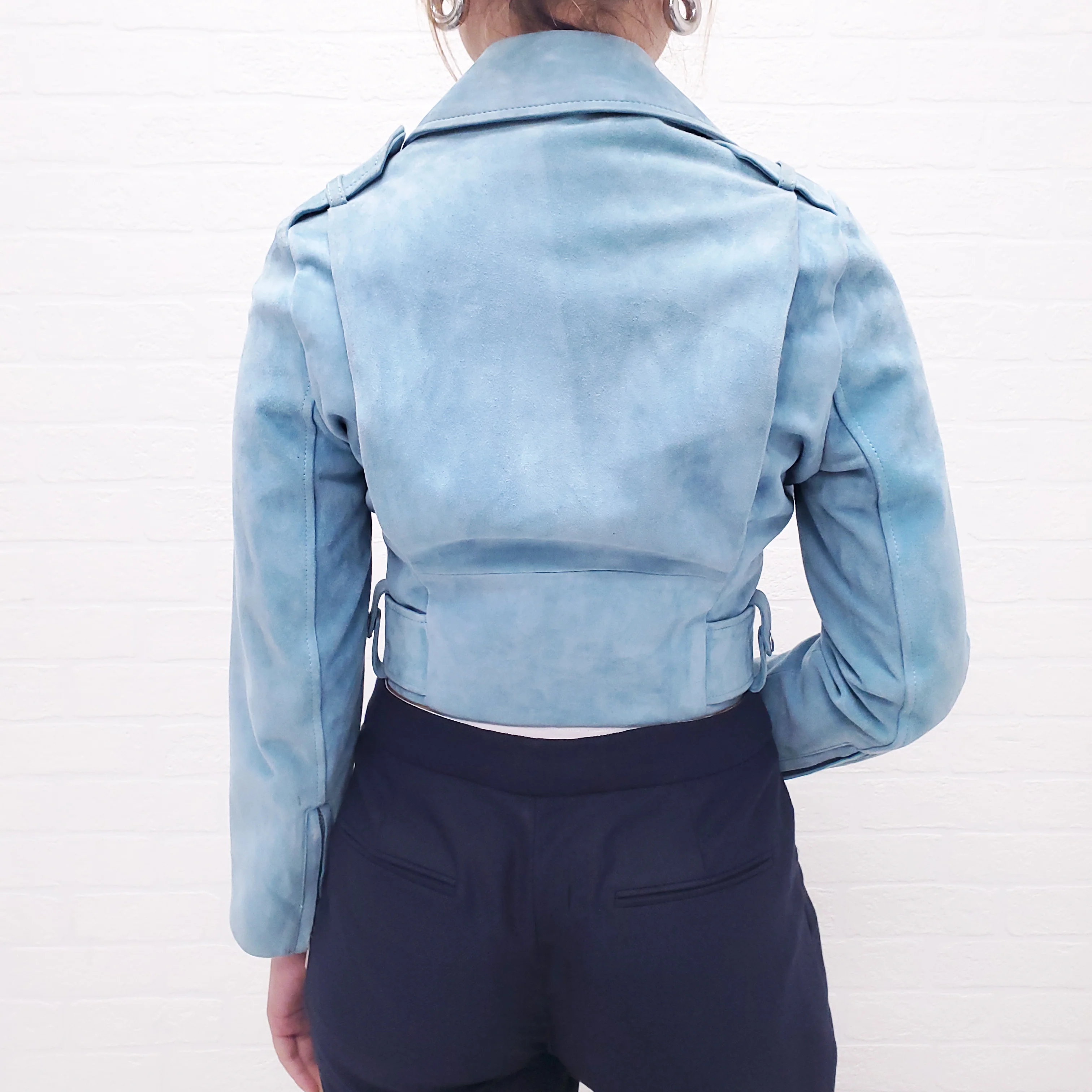 ACNE TURQUISE SUEDE BOMBER JACKET - SIZE XS - Image 4