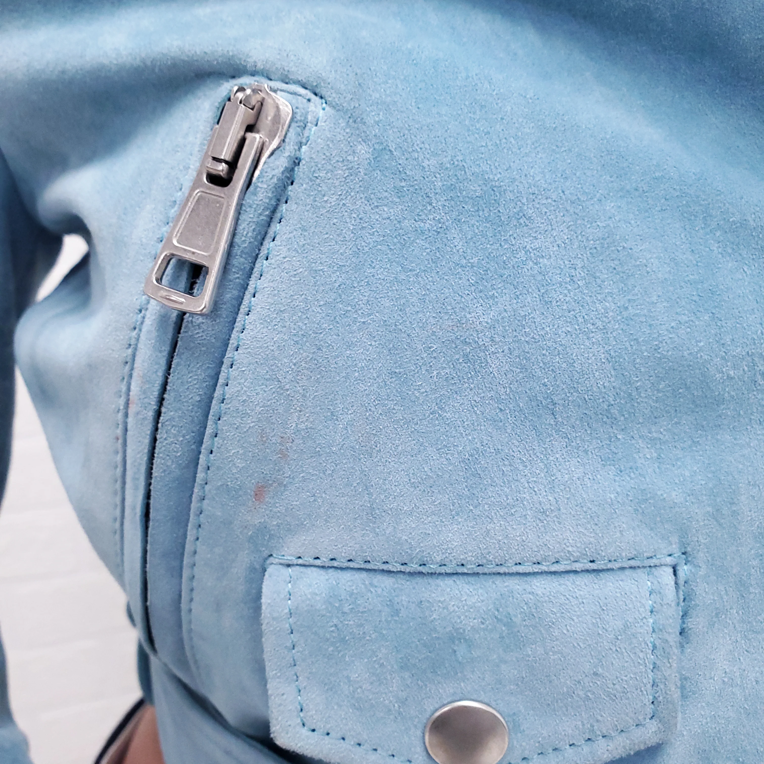 ACNE TURQUISE SUEDE BOMBER JACKET - SIZE XS - Image 6