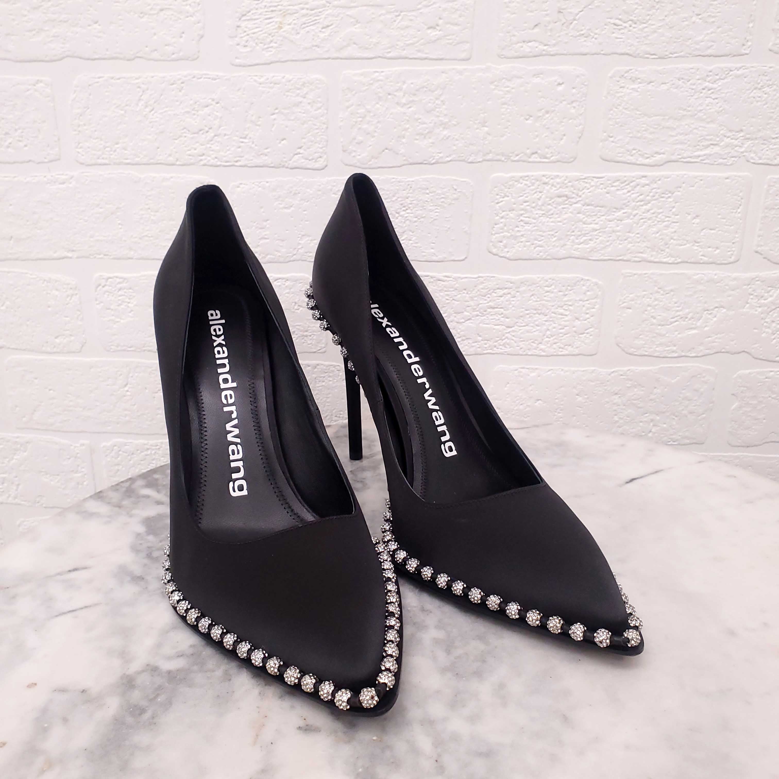 ALEXANDER WANG BLACK HEELS WITH CRYSTAL BALLS - SIZE 41 - Image 3