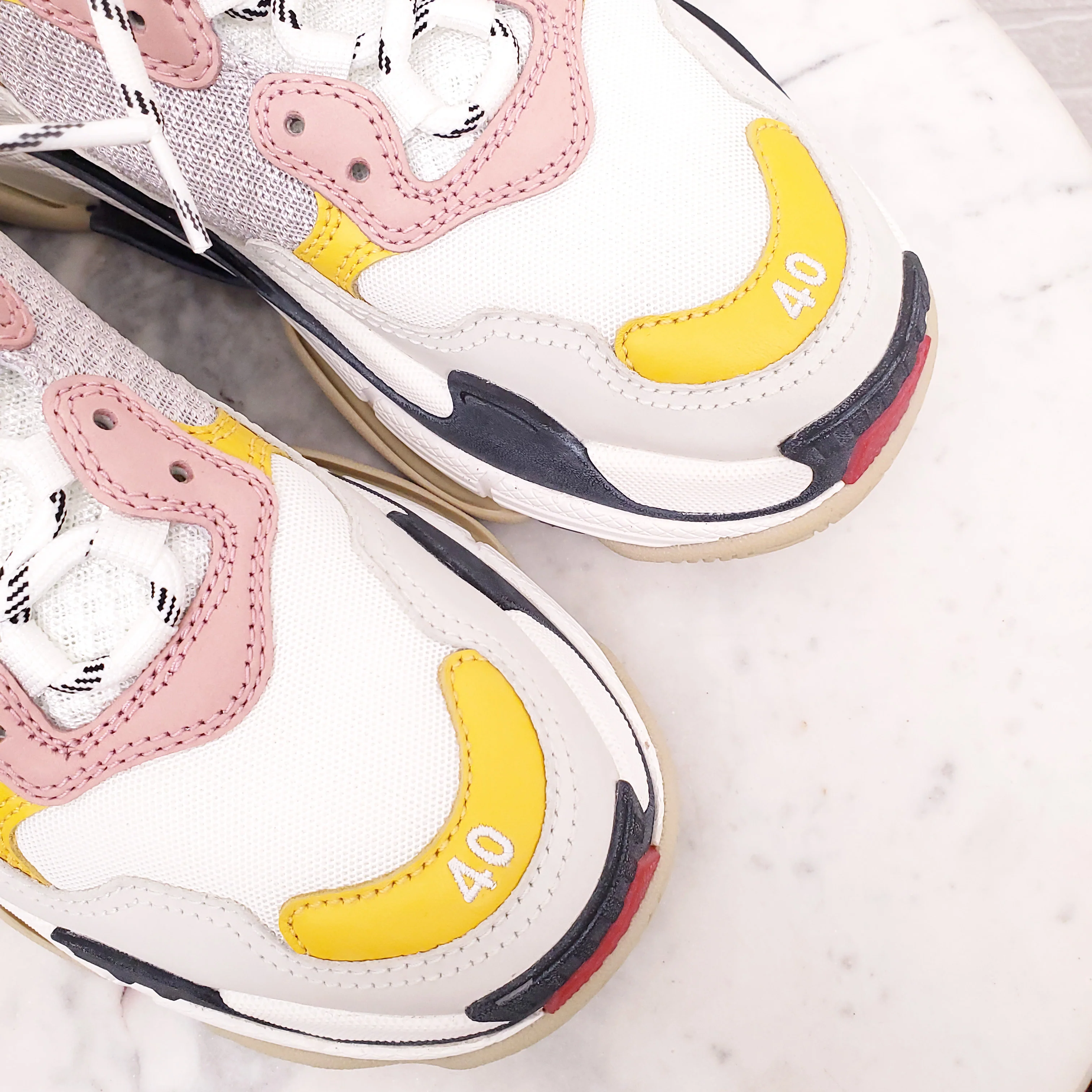 BALENCIAGA MESH/ROSE FLUO CLEAR SOLE SNEAKERS - SIZE 40 - Image 4