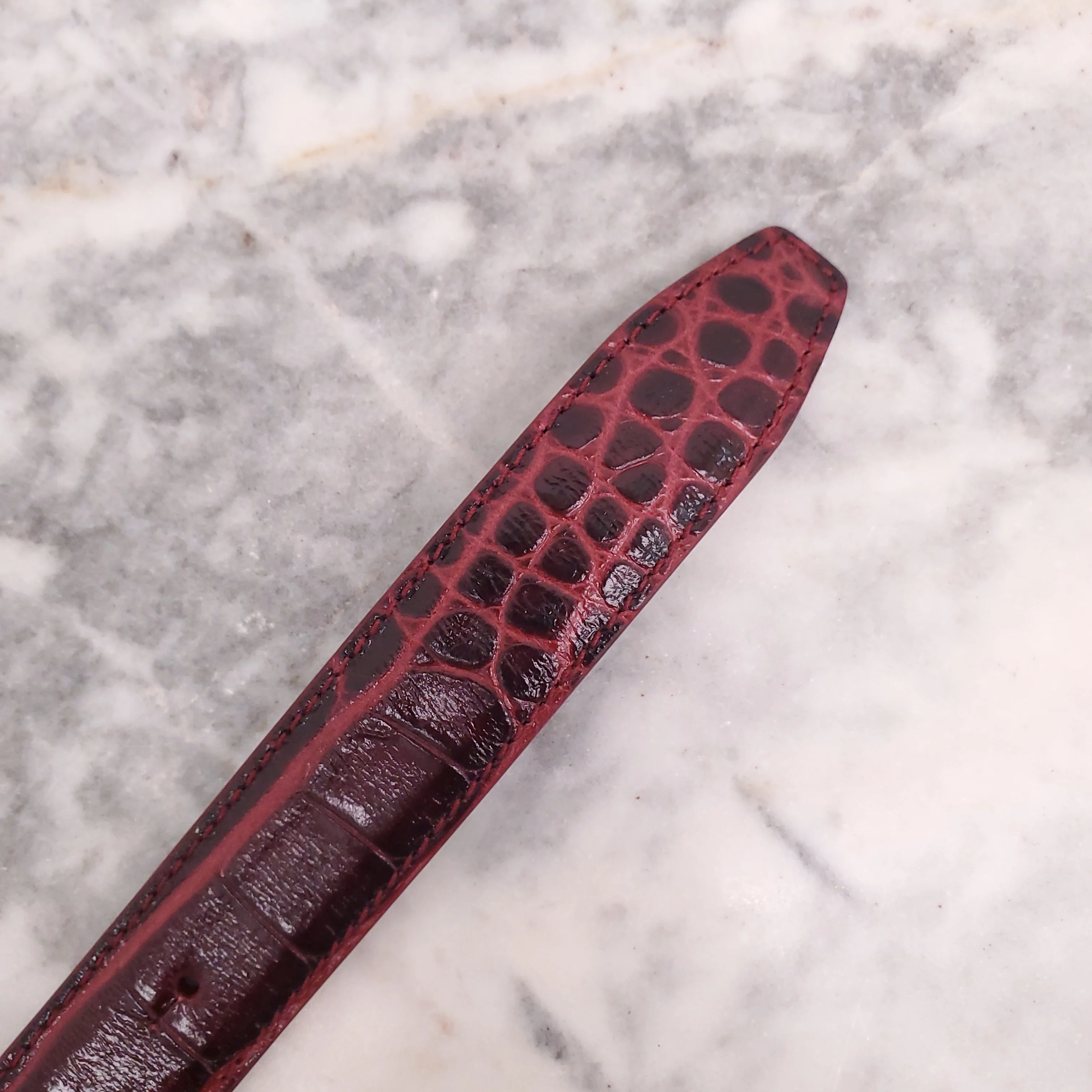 BALENCIAGA RED CROC LOGO BELT - SIZE 60 - Image 4