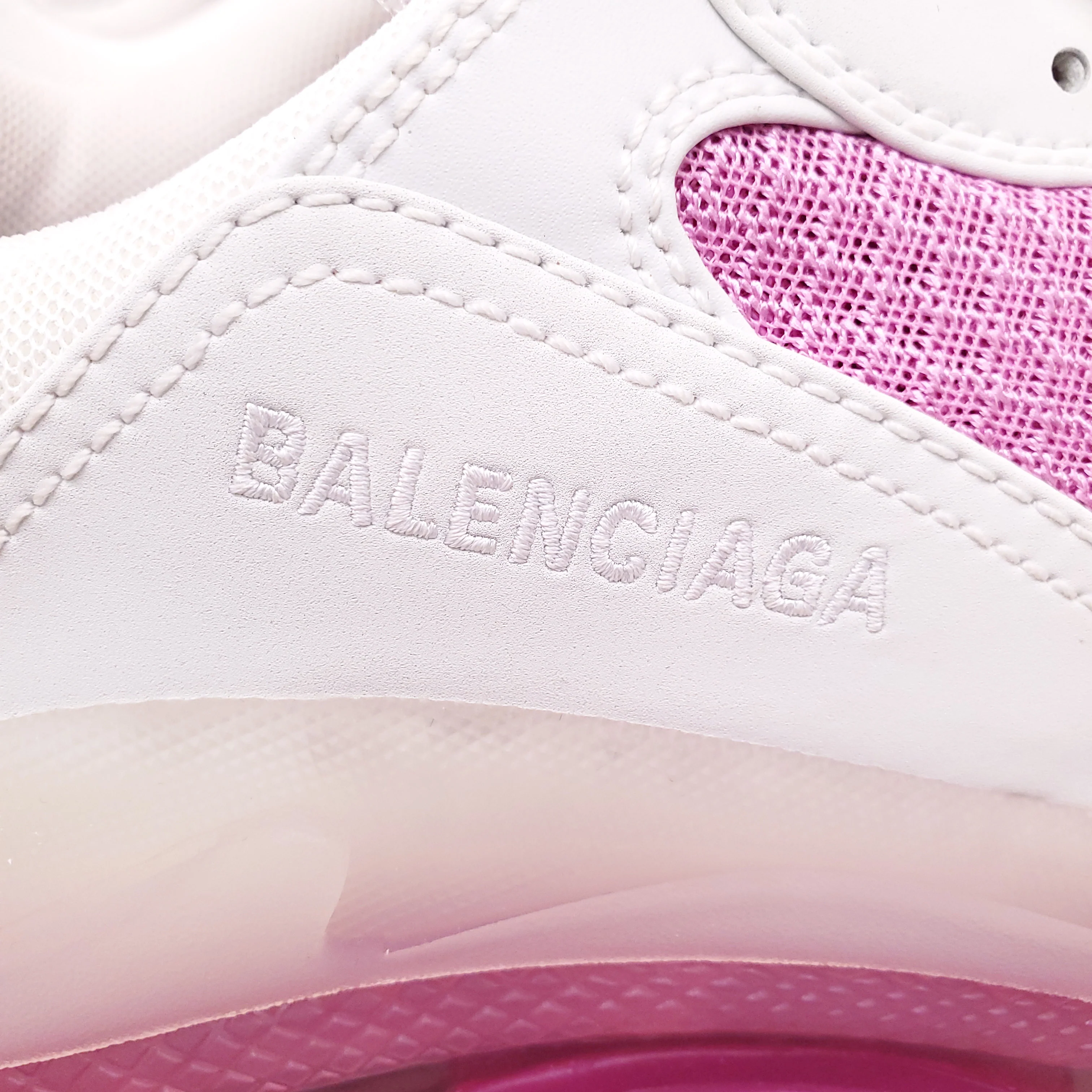 BALENCIAGA WHITE/PINK FLUO CLEAR SOLE SNEAKERS - SIZE 41 - Image 4