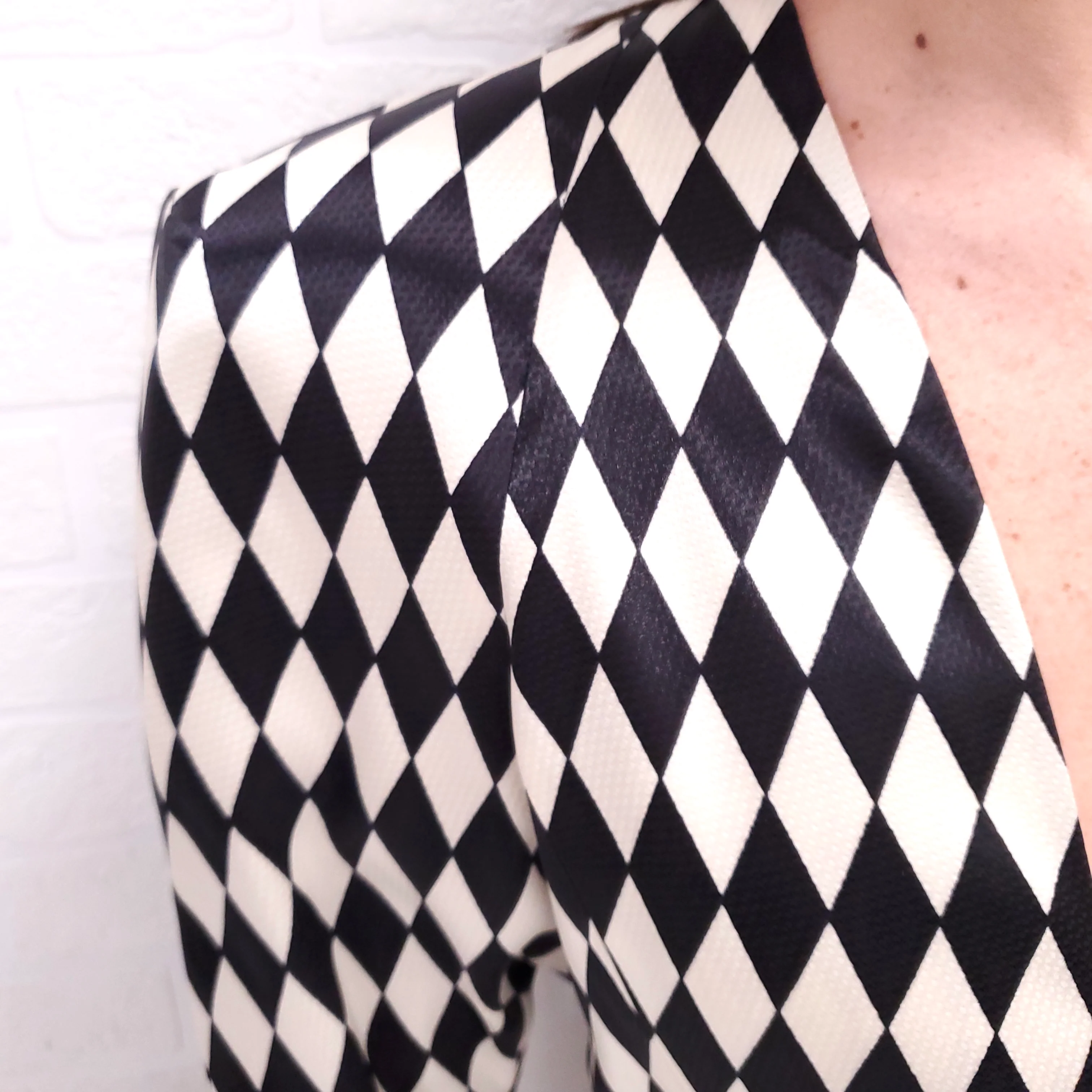 BALMAIN CREAM/BLACK DIAMOND PATTERN DRESS - SIZE 40 - Image 4