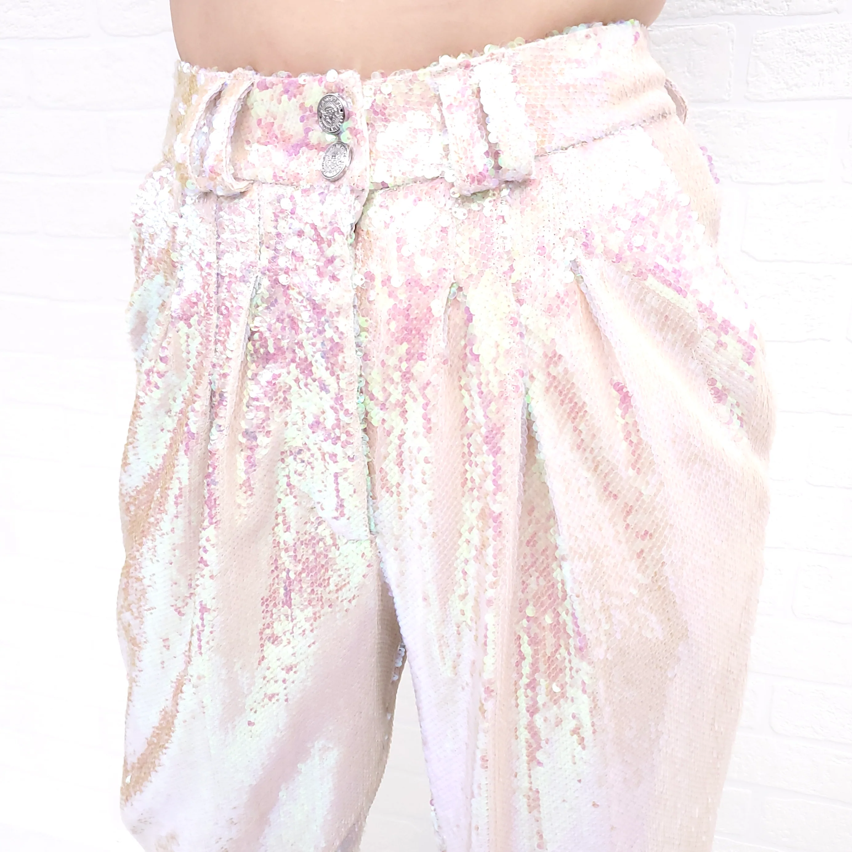 BALMAIN IRRIDESCENT SEQUIN PANTS - SIZE 34 - Image 3