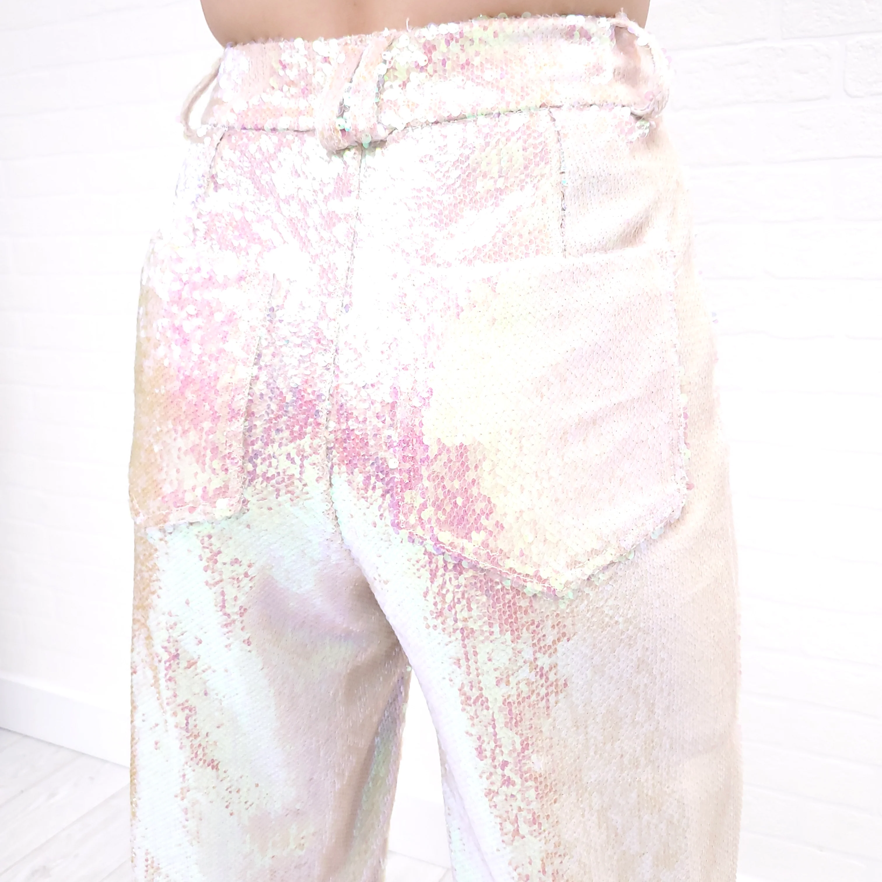 BALMAIN IRRIDESCENT SEQUIN PANTS - SIZE 34 - Image 4
