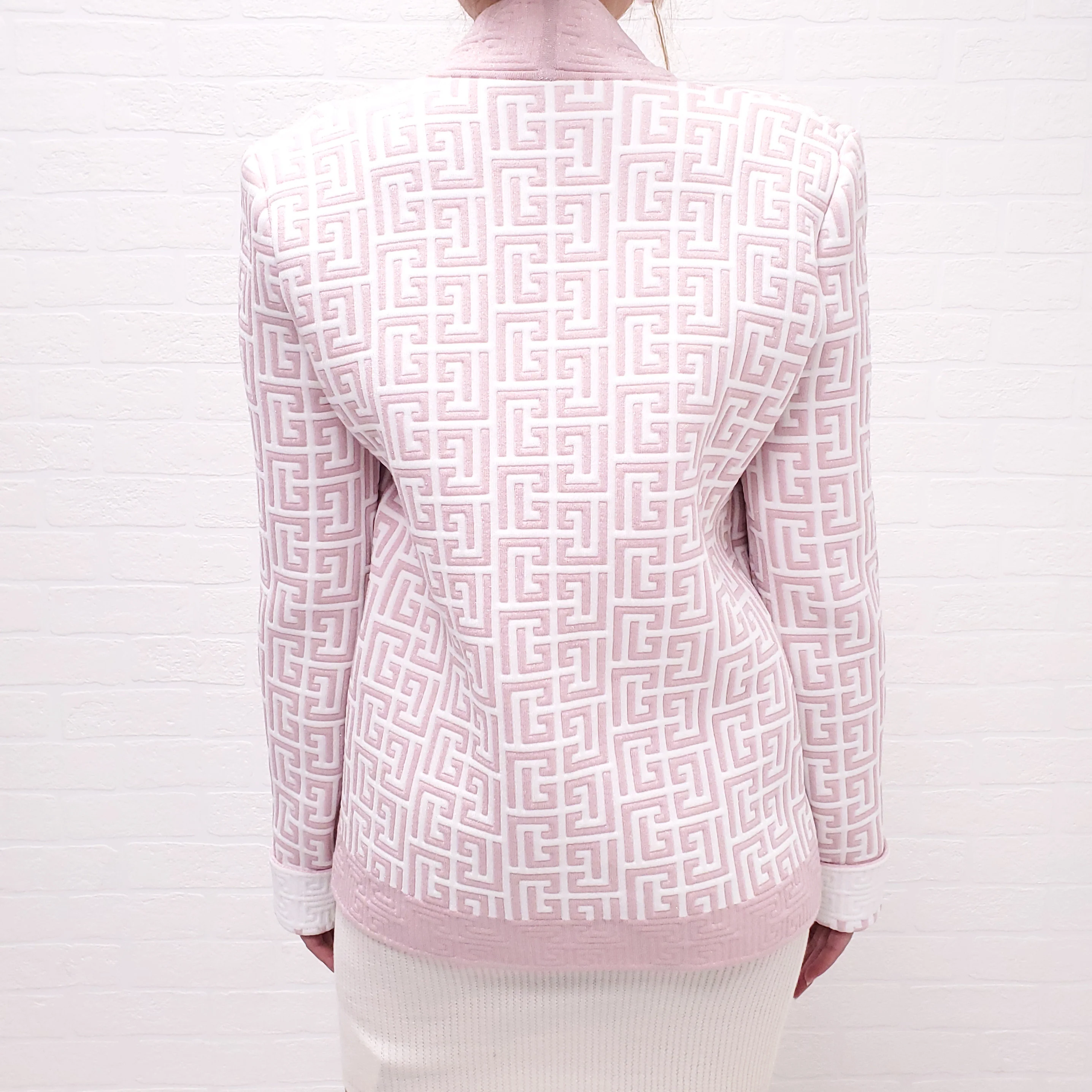 BALMAIN PINK MONOGRAM CARDIGAN - SIZE 40 - Image 5