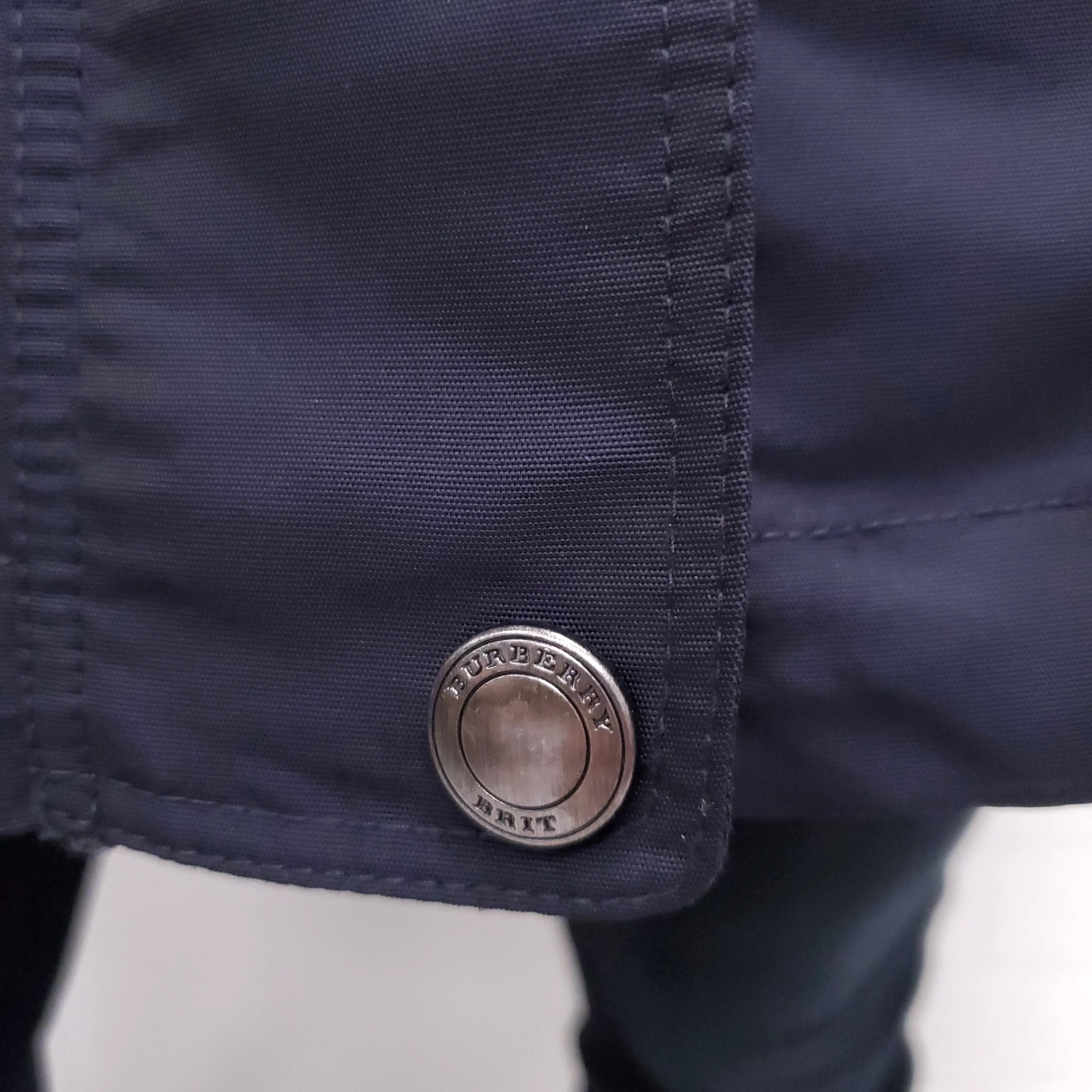 BURBERRY BRIT NAVY COAT WITH FUR HOOD - SIZE 2 - Image 7