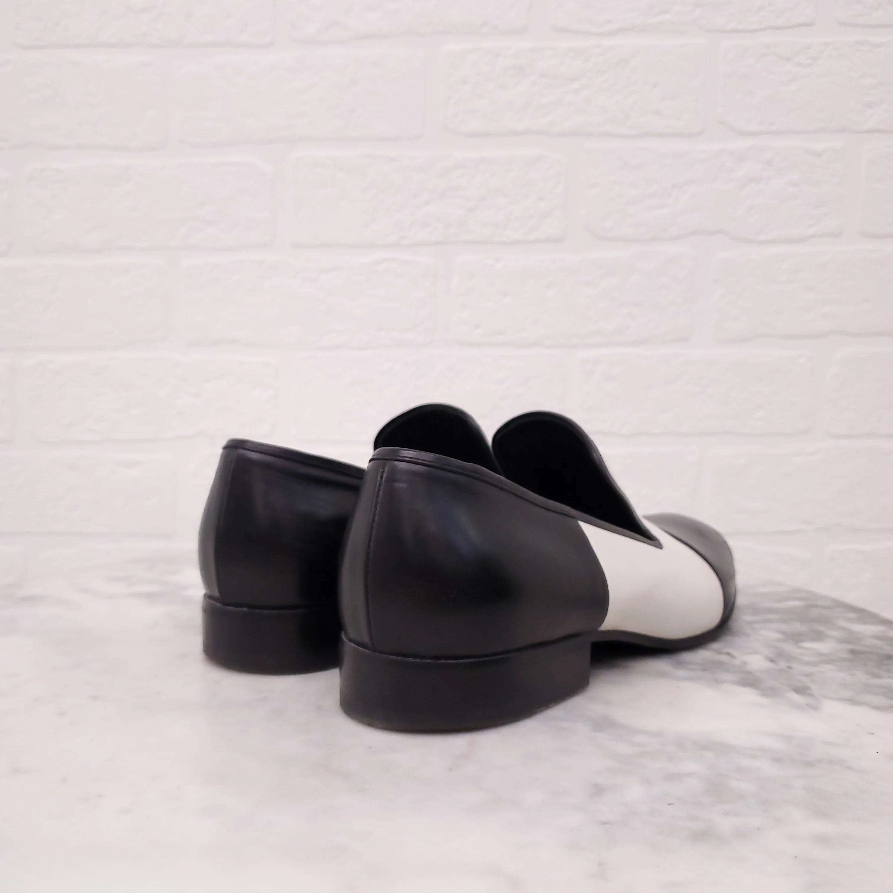 CELINE BLACK AND WHITE LOAFERS - SIZE 38 - Image 3