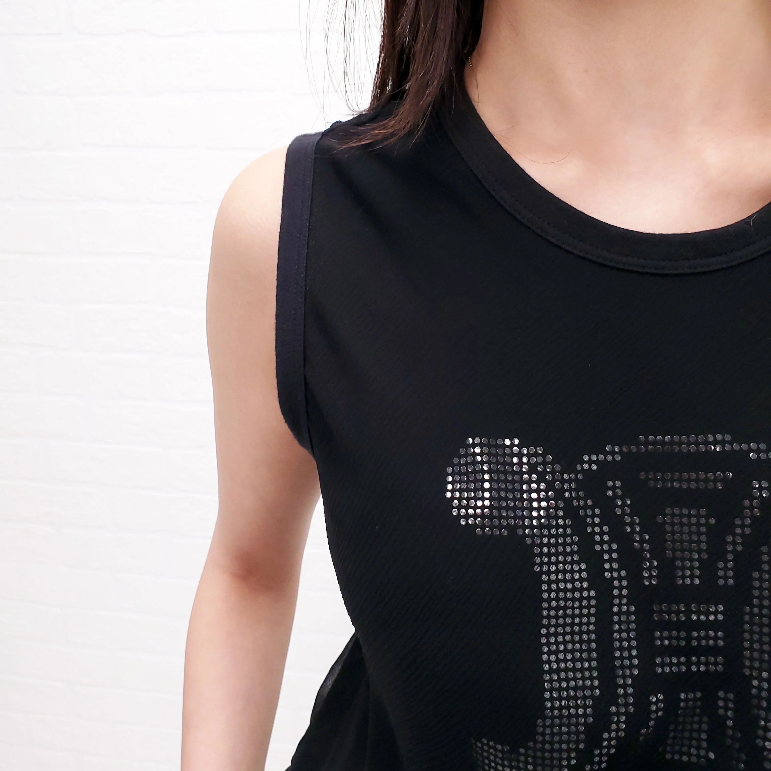 CELINE VINTAGE BLACK TRIOMPHE TANK TOP - SIZE M - Image 3