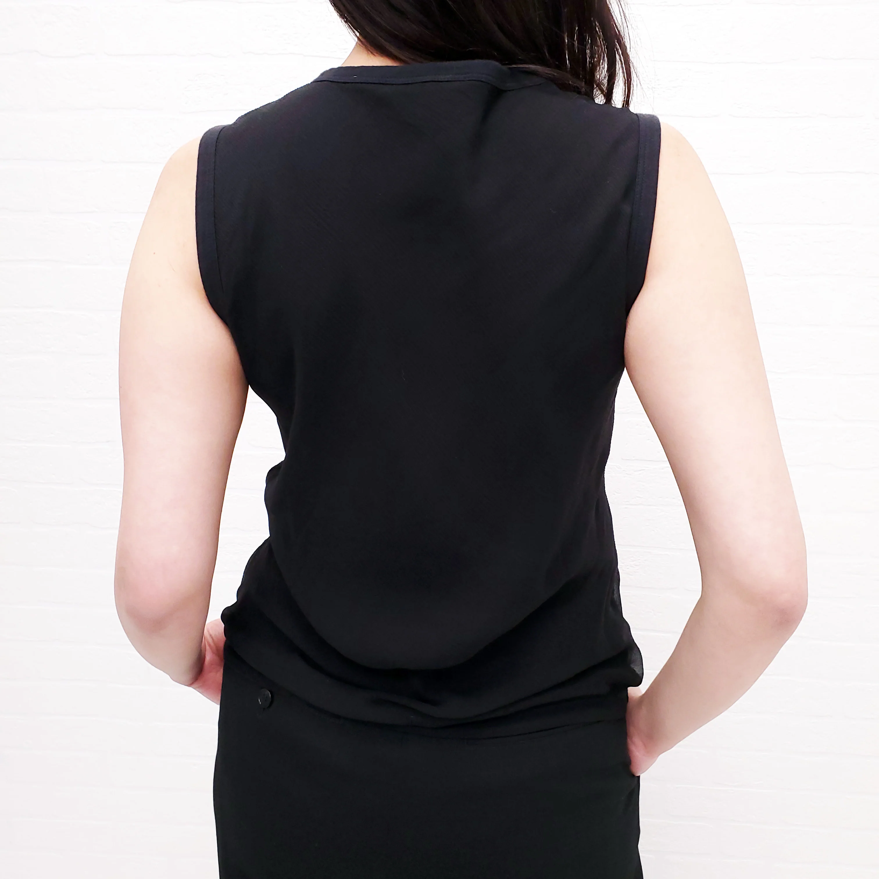 CELINE VINTAGE BLACK TRIOMPHE TANK TOP - SIZE M - Image 4