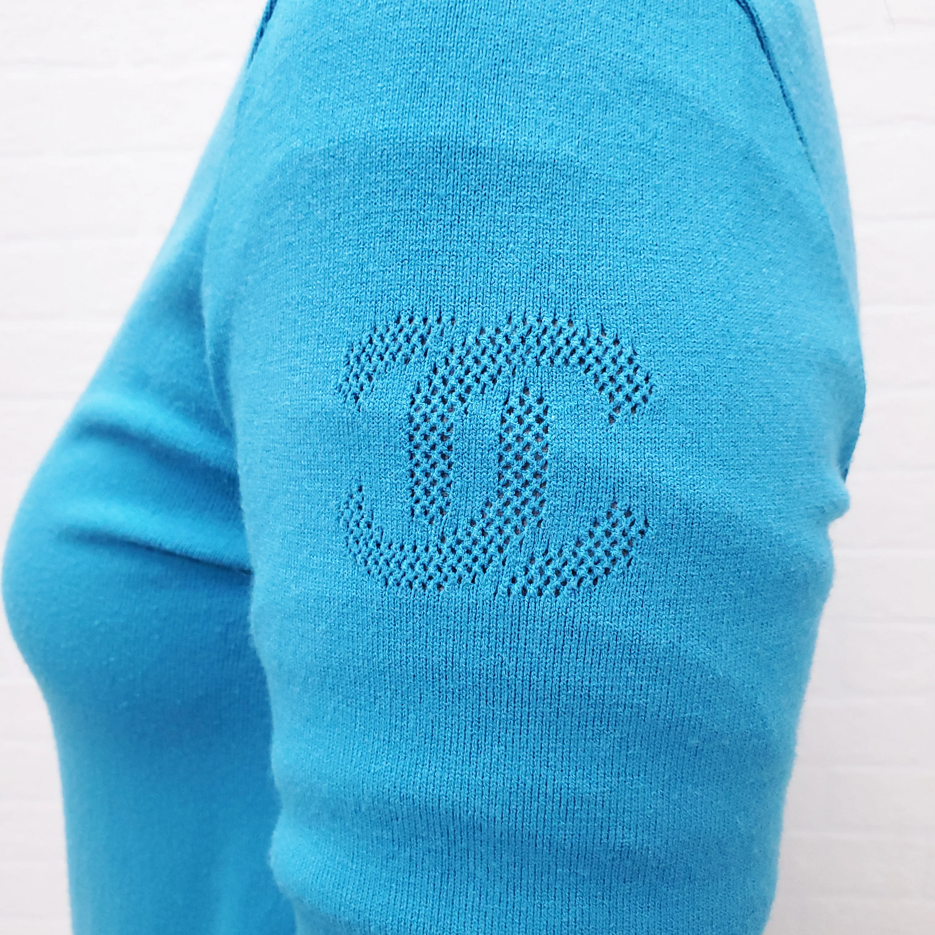 CHANEL BLUE LOGO ZIP SWEATER - SIZE 42 - Image 3