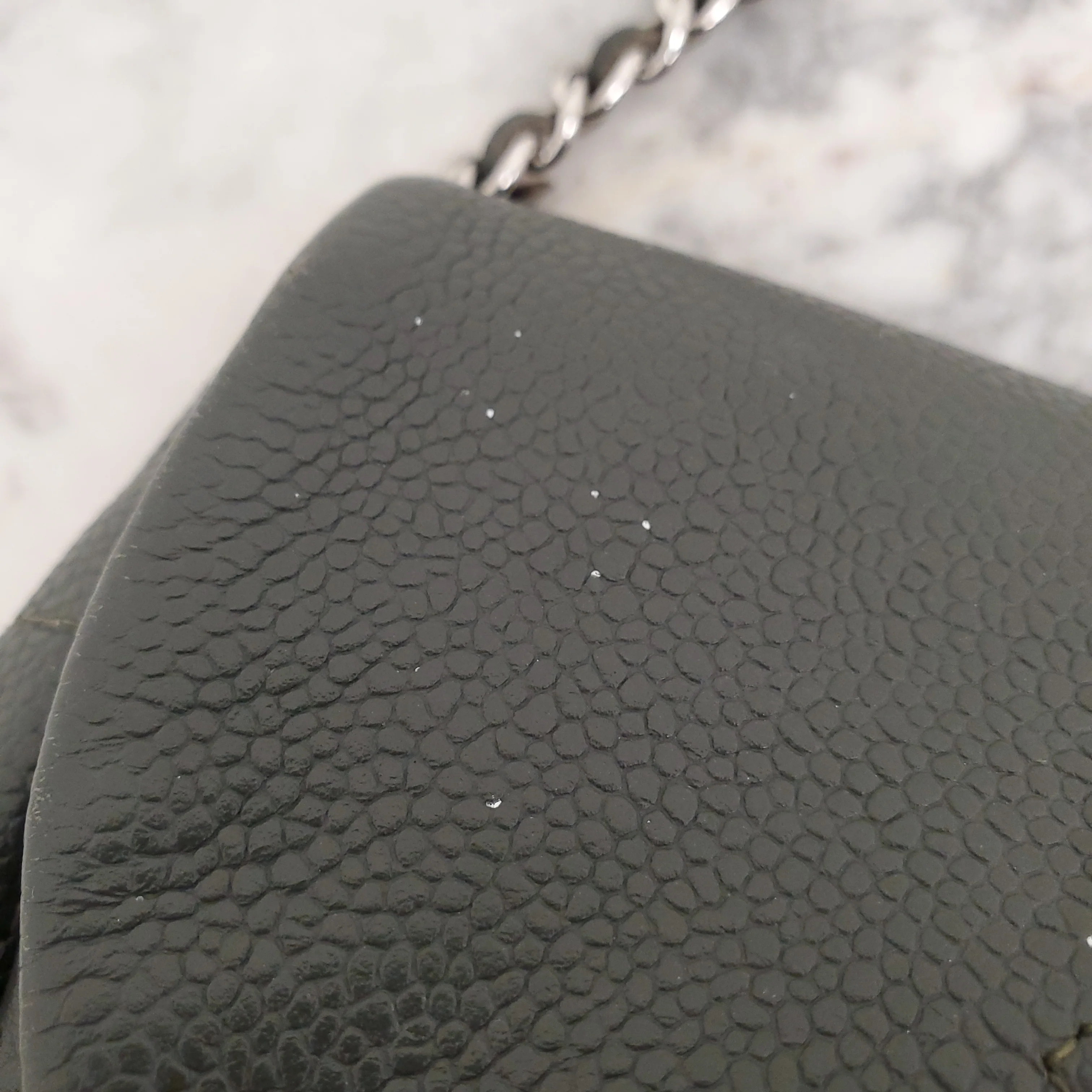 CHANEL KAKI HALF CRESCENT INTERLOCKING CC WALLET ON CHAIN - Image 10