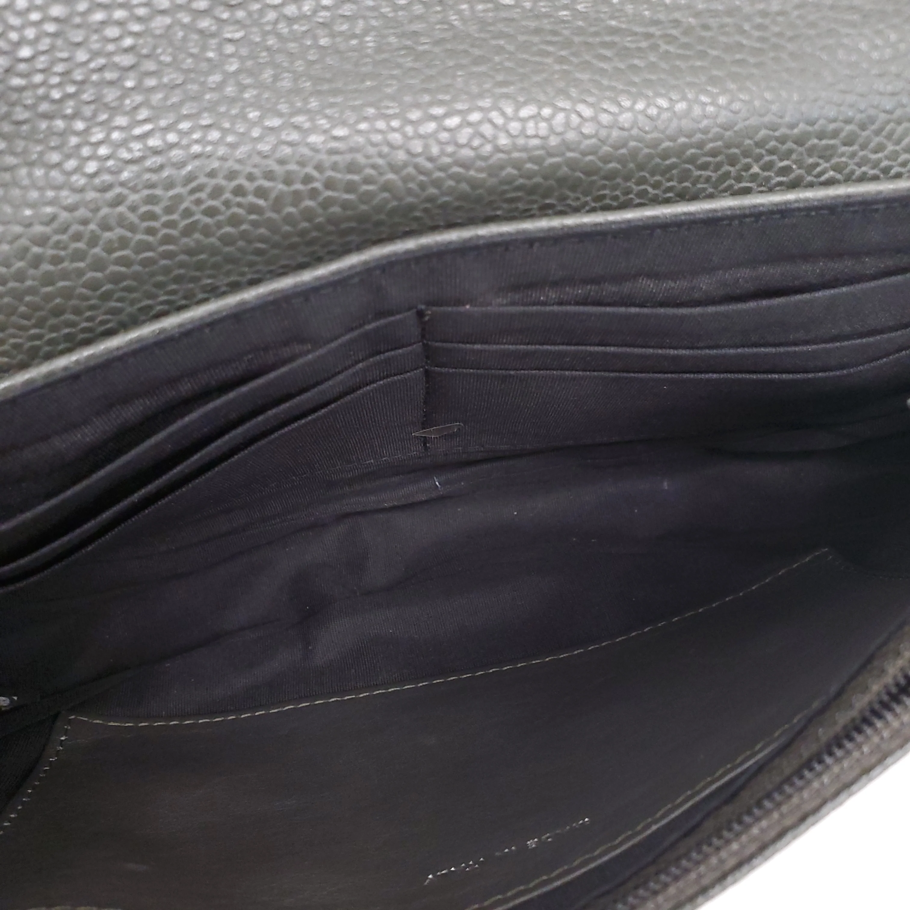 CHANEL KAKI HALF CRESCENT INTERLOCKING CC WALLET ON CHAIN - Image 11