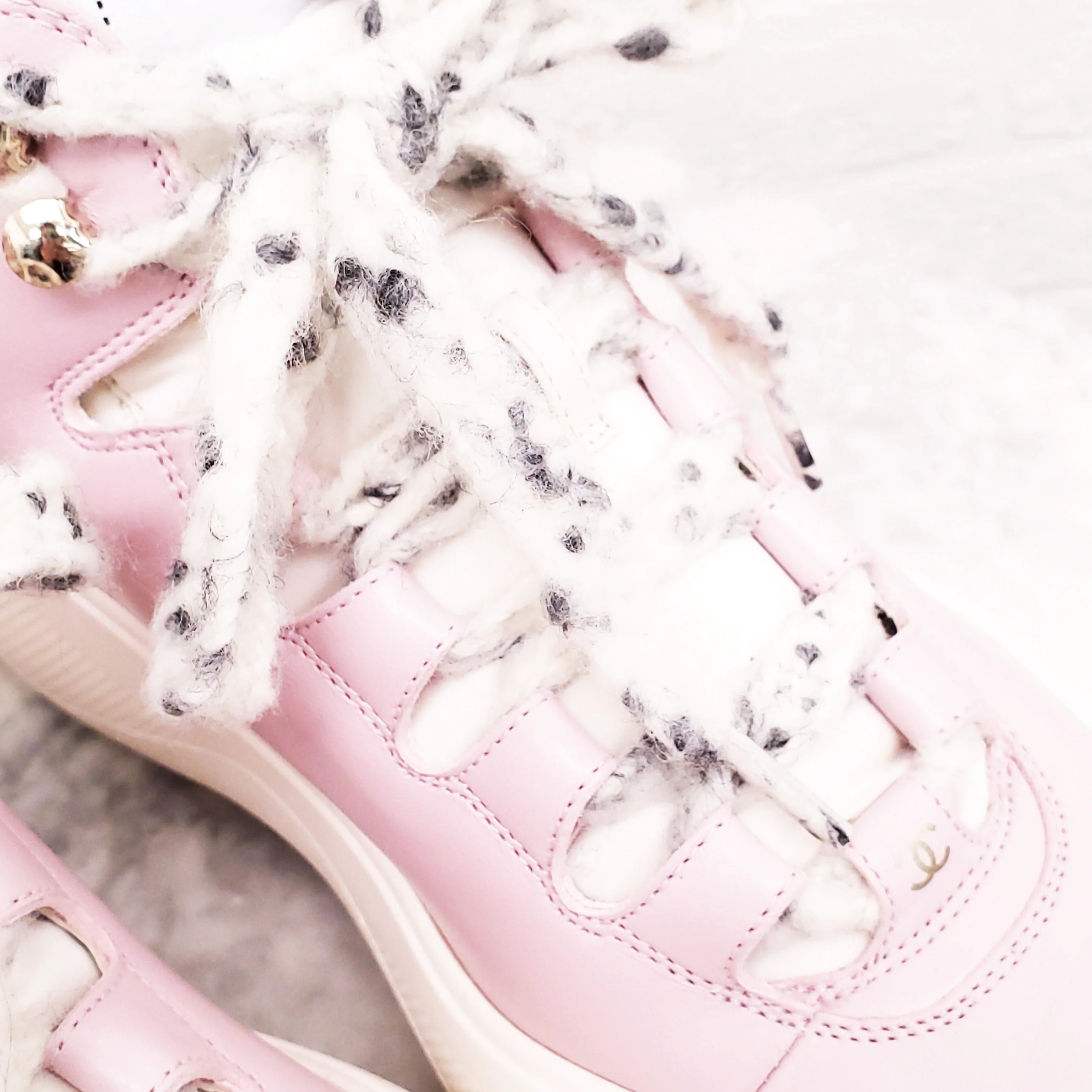 CHANEL PINK LEATHER LOGO BOOTS - SIZE 38.5 - Image 6