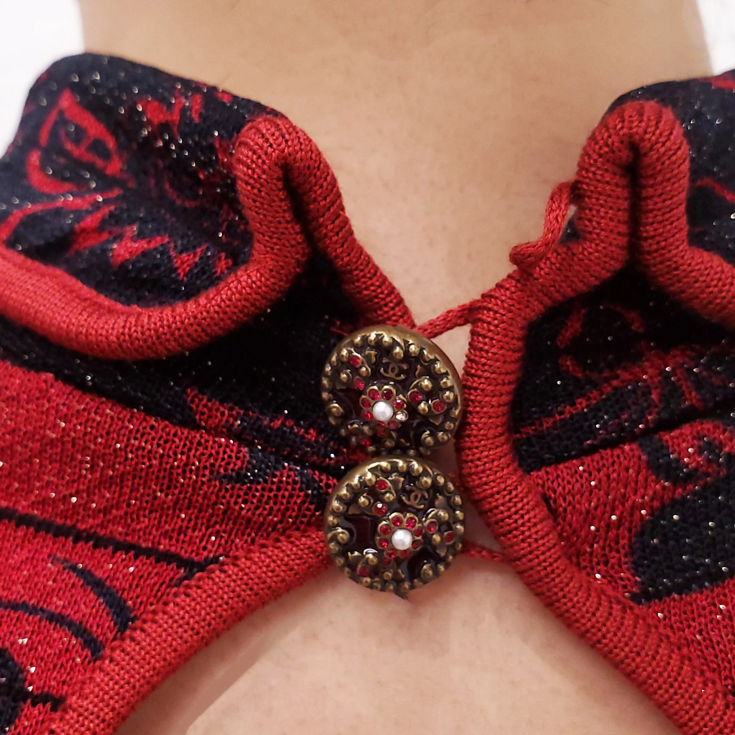 CHANEL WOOL MID-LENGTH PATTERNED DRESS - SIZE 40 - Image 4