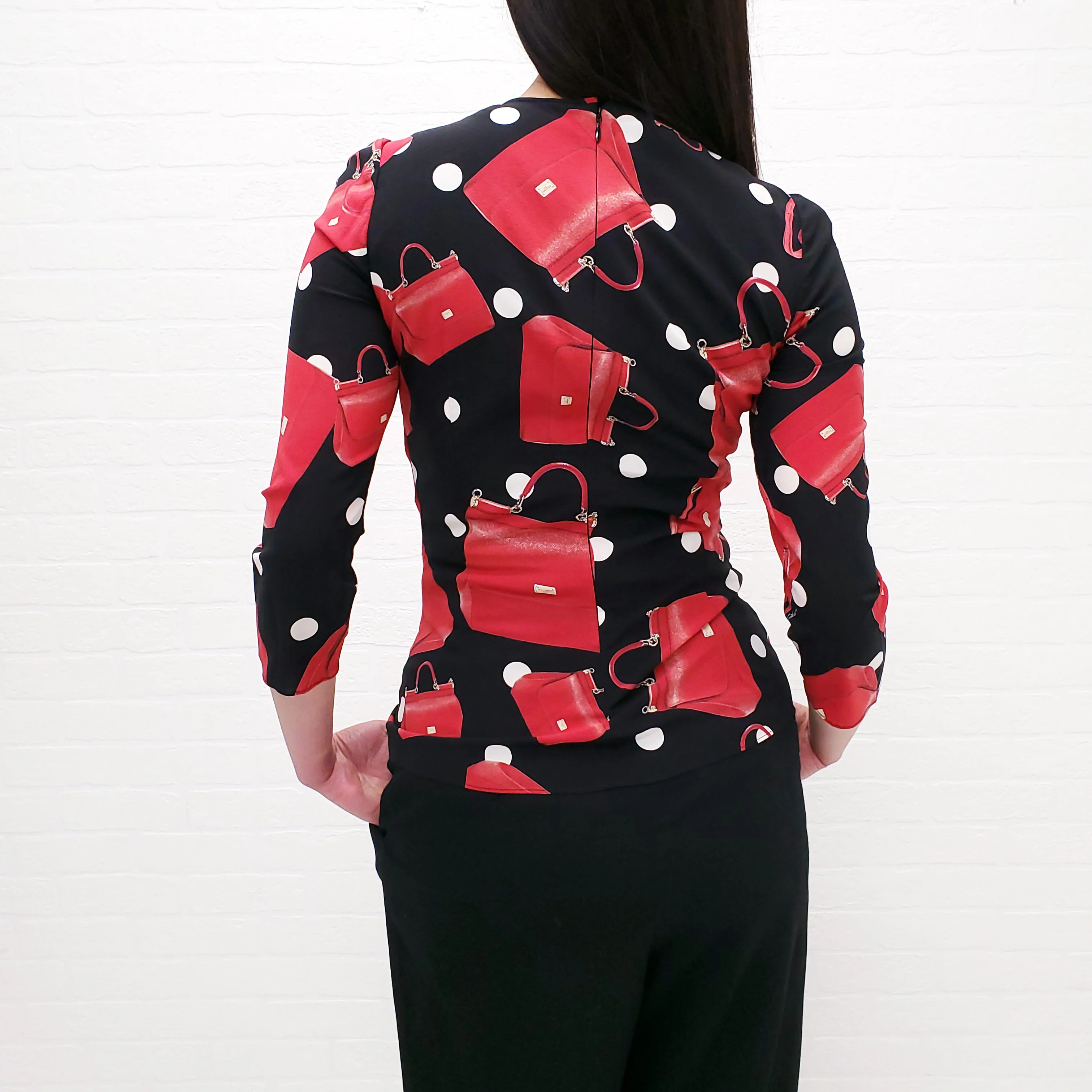 DOLCE & GABBANA SILK SICILY BAG PRINT BLOUSE - SIZE 38 - Image 5
