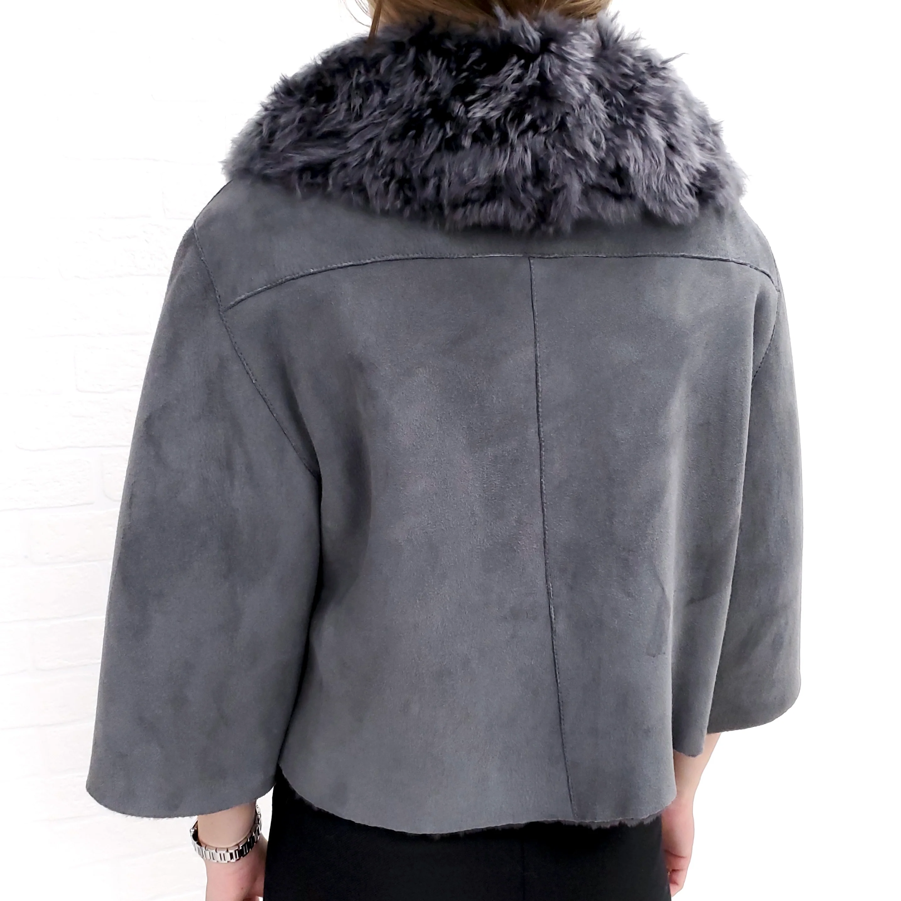 DOLCE & GABBANA SHEARLING JACKET WITH FUR COLLAR  - SIZE 38 (US 6) - Image 3