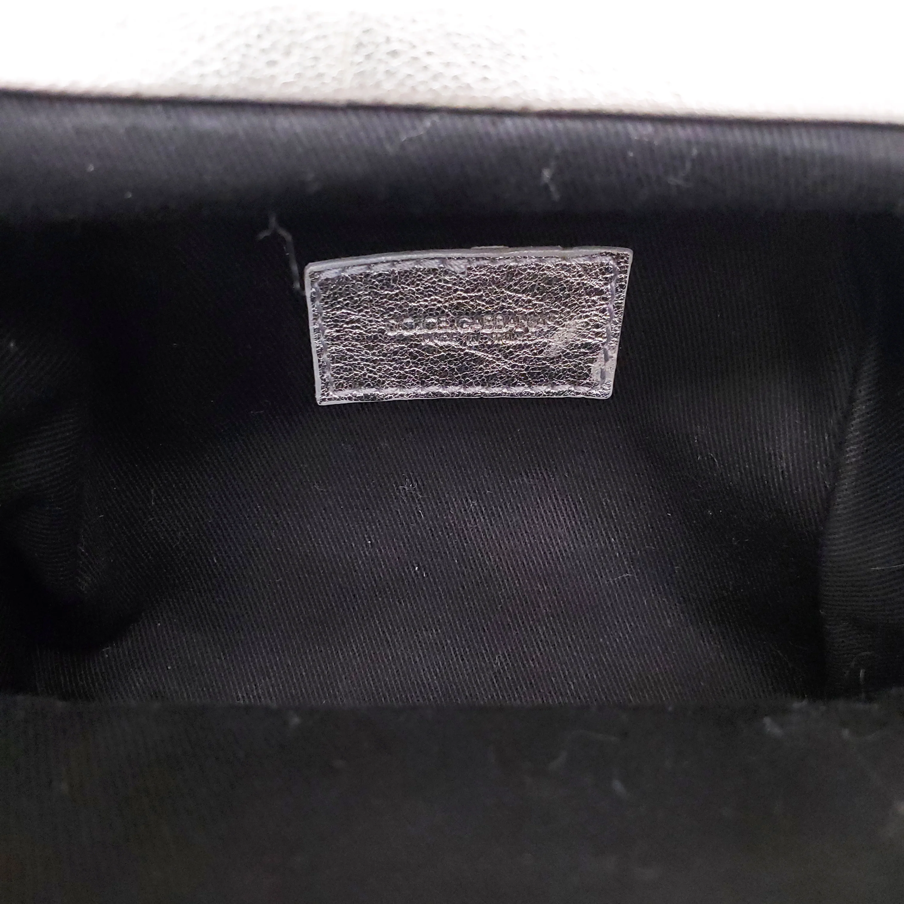 DOLCE & GABBANA SILVER LEATHER MINI PURSE WITH GOLD LOGO - Image 10