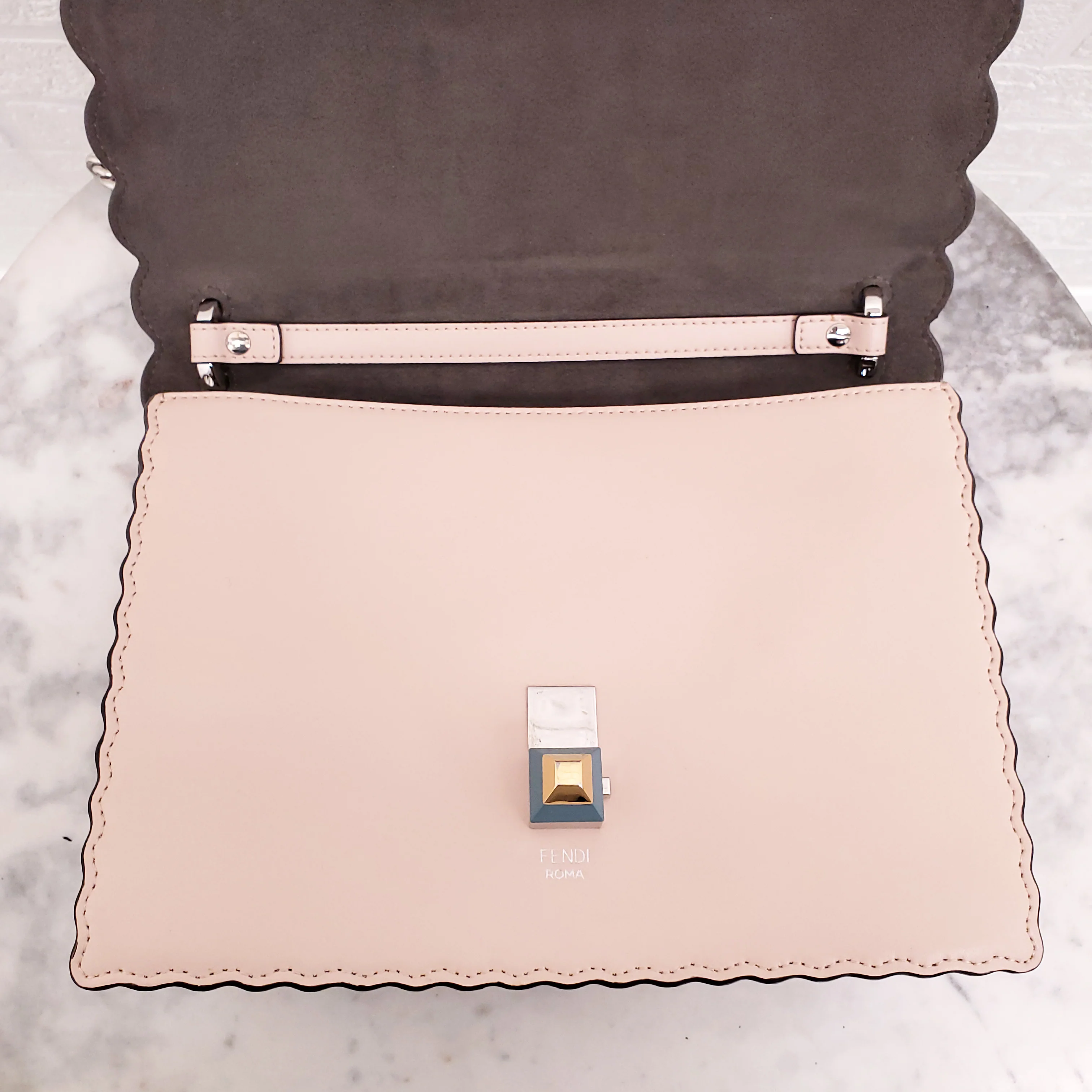 FENDI BABY PINK 'MINI KAN' SHOULDER BAG - Image 6