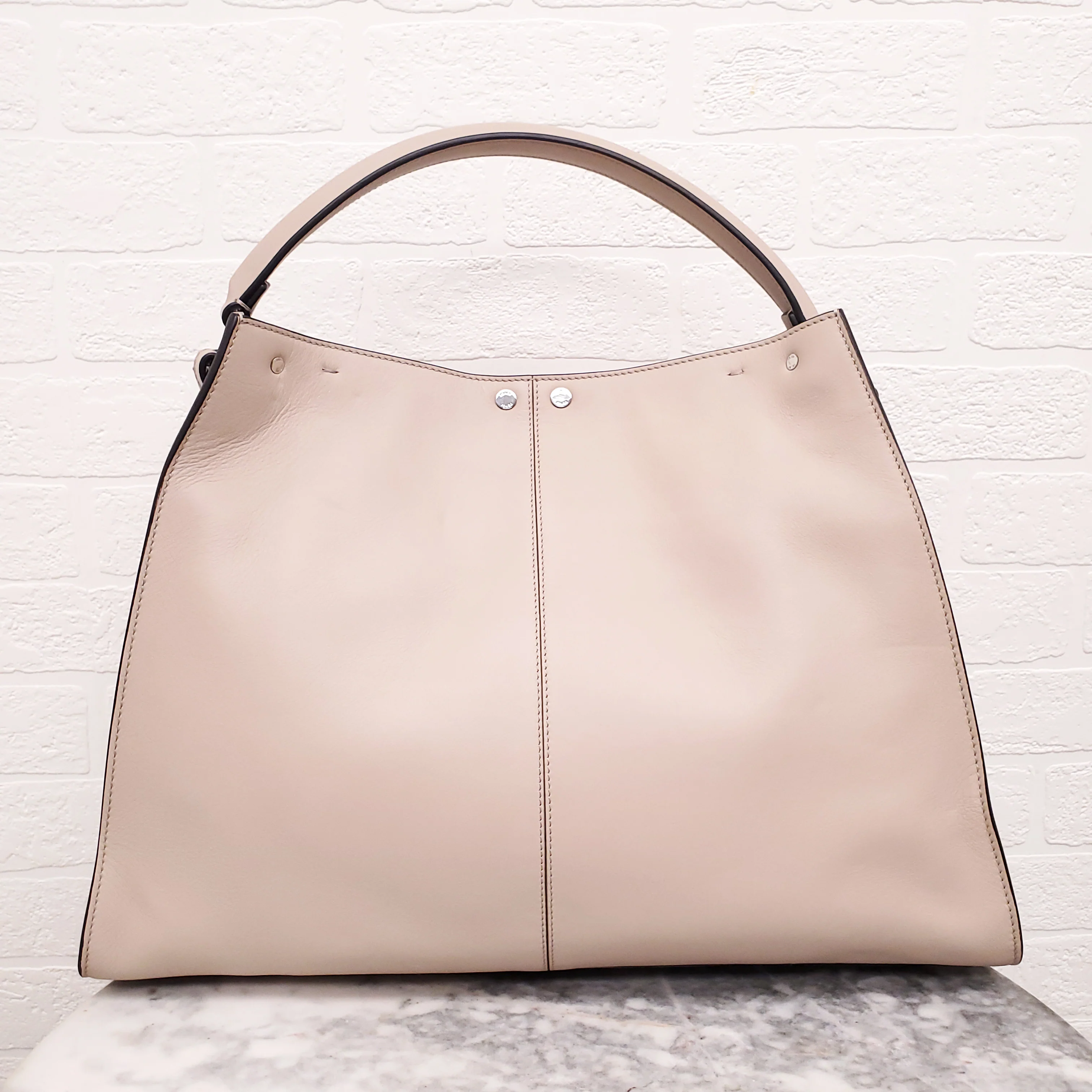 FENDI BEIGE LARGE 'VITELLO SETA CENTURY PEEKABOO' BAG - Image 10