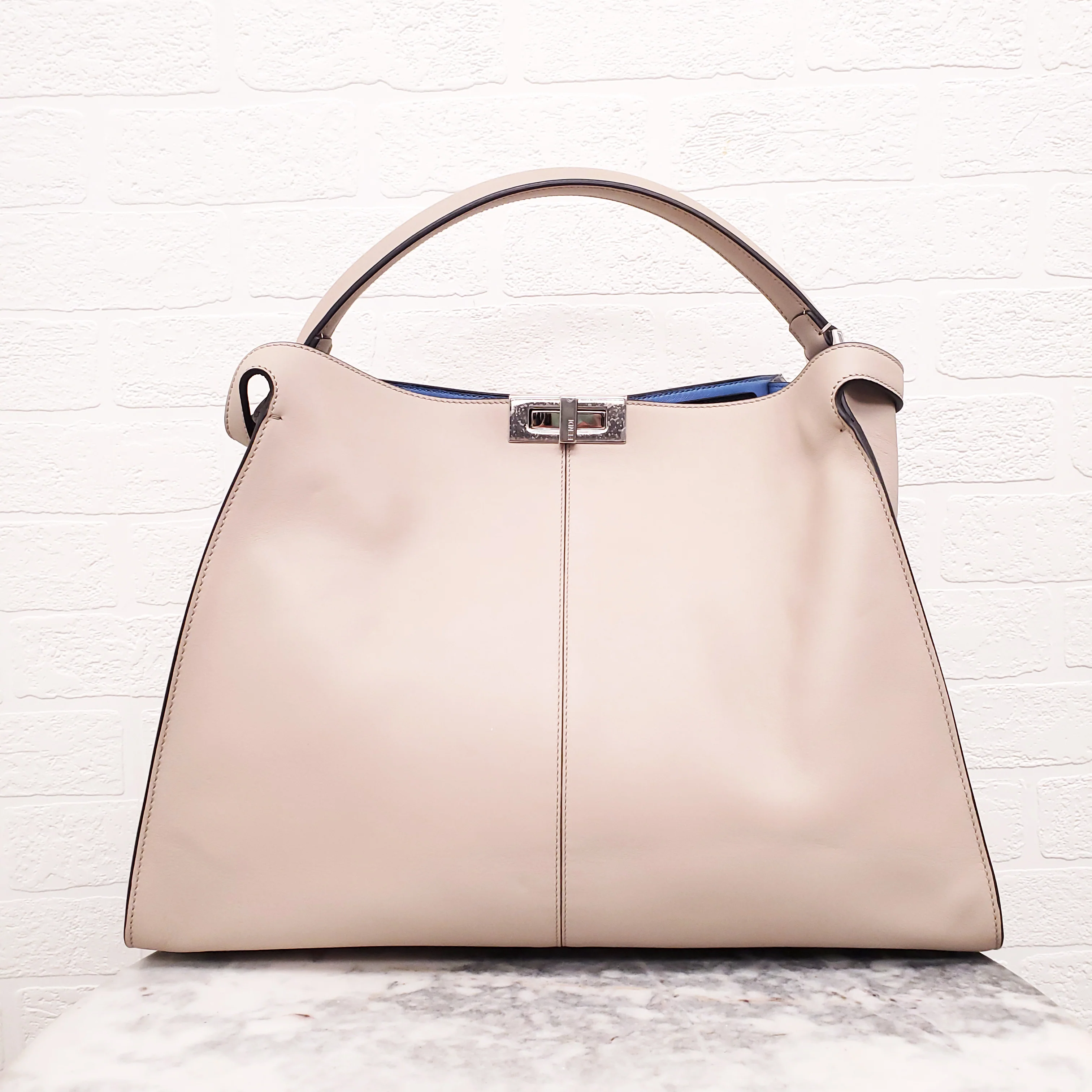 FENDI BEIGE LARGE 'VITELLO SETA CENTURY PEEKABOO' BAG - Image 3