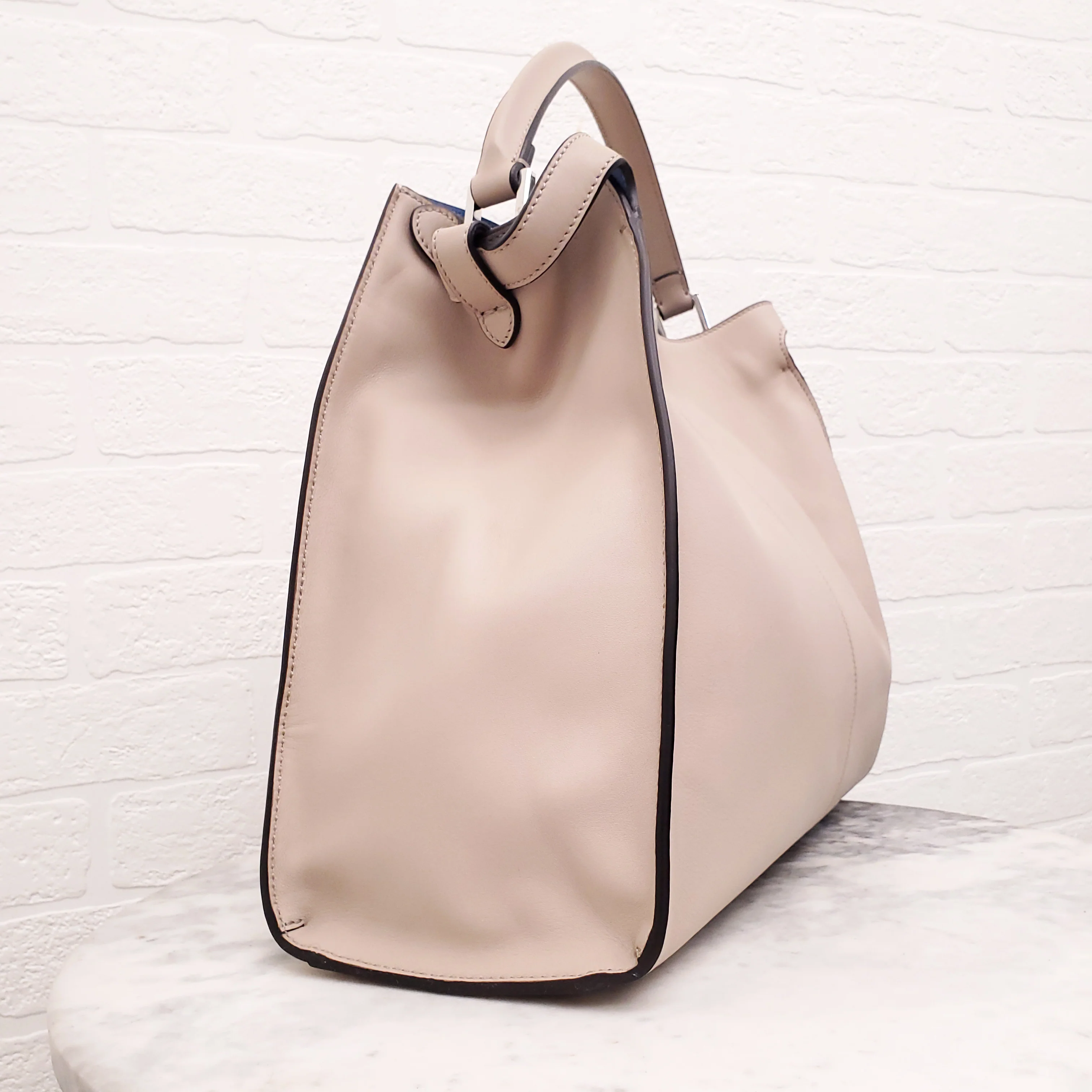 FENDI BEIGE LARGE 'VITELLO SETA CENTURY PEEKABOO' BAG - Image 9