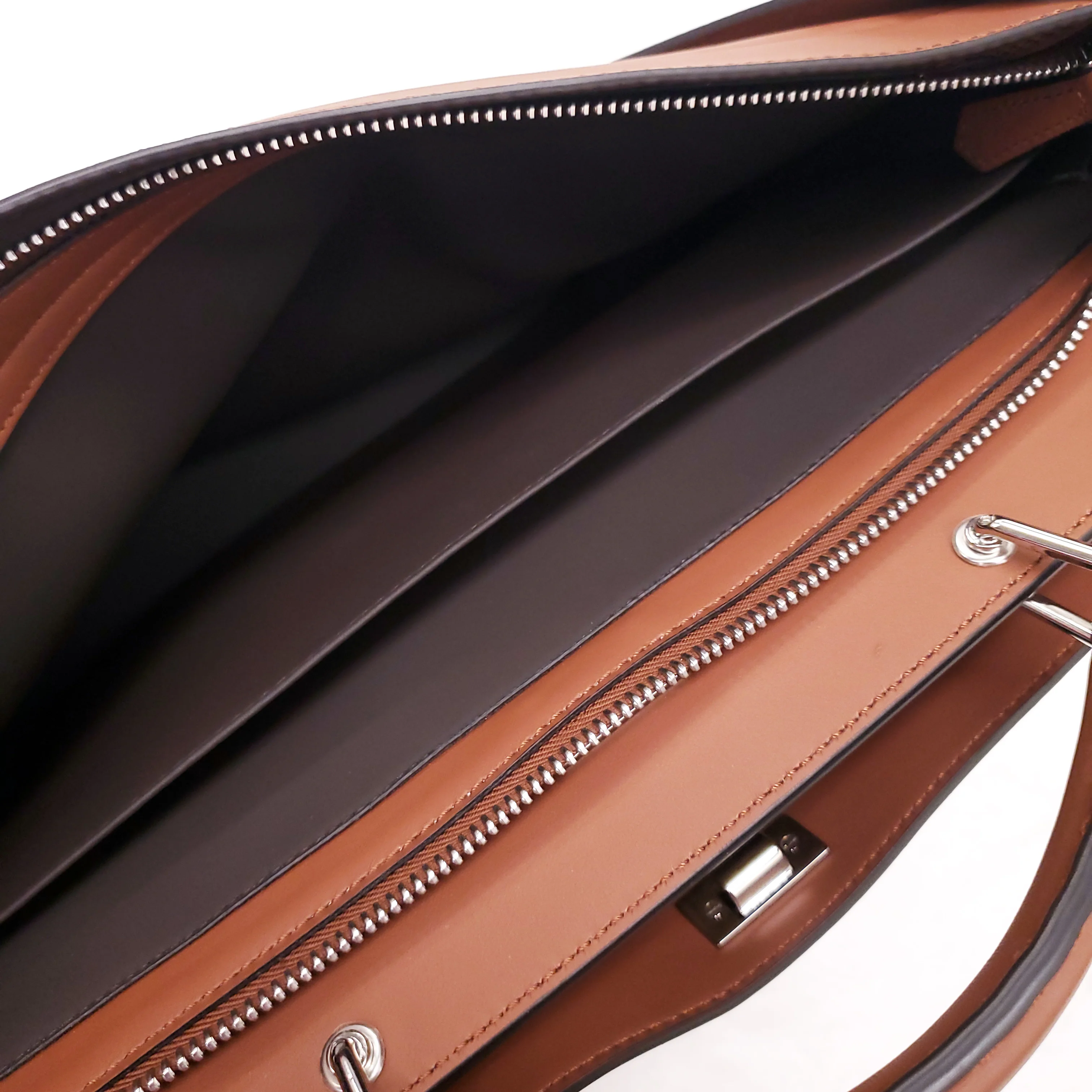 FENDI TAN LEATHER AND CANVAS LARGE 'PANELLED PEEKABOO' BAG - Image 25