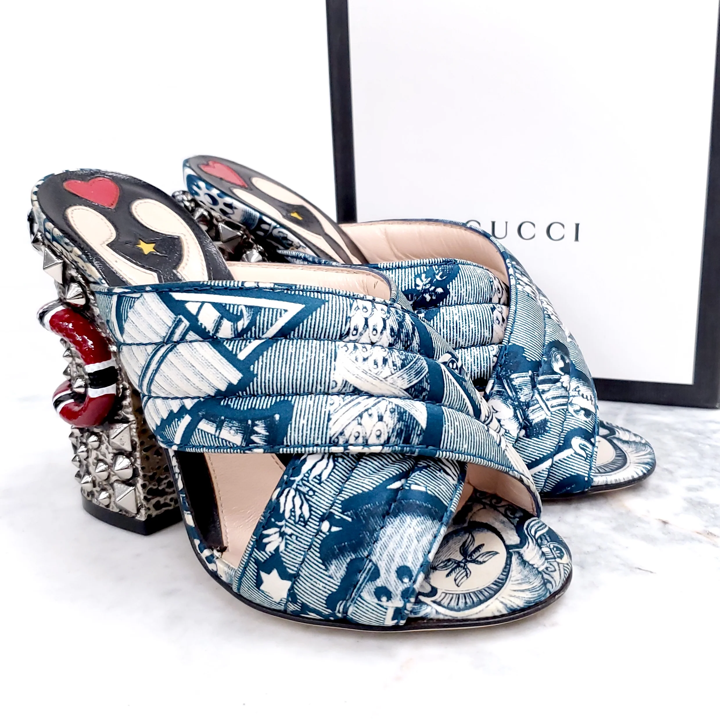 GUCCI BLUE HEELS WITH SNAKE - SIZE 34 - Image 3