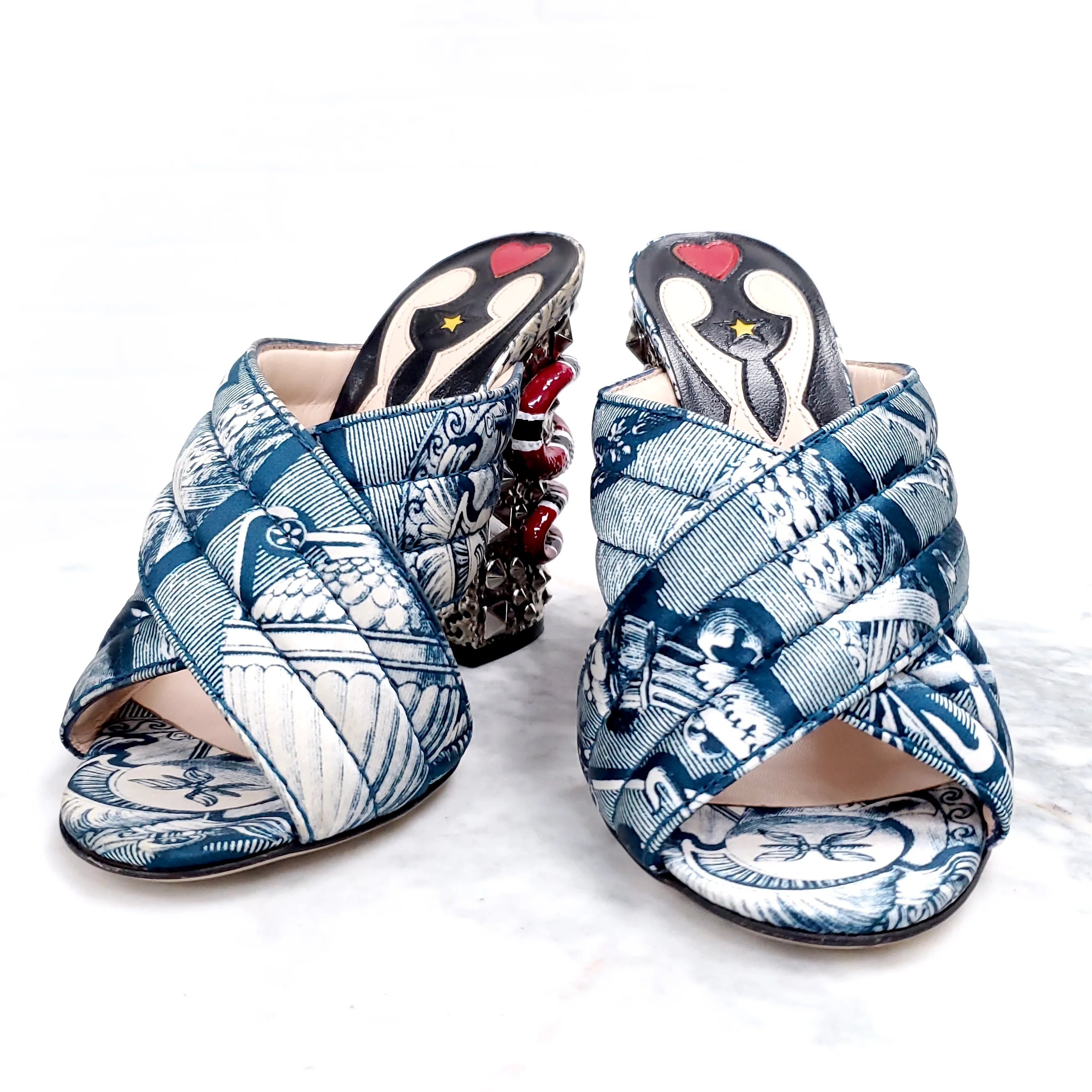 GUCCI BLUE HEELS WITH SNAKE - SIZE 34 - Image 4