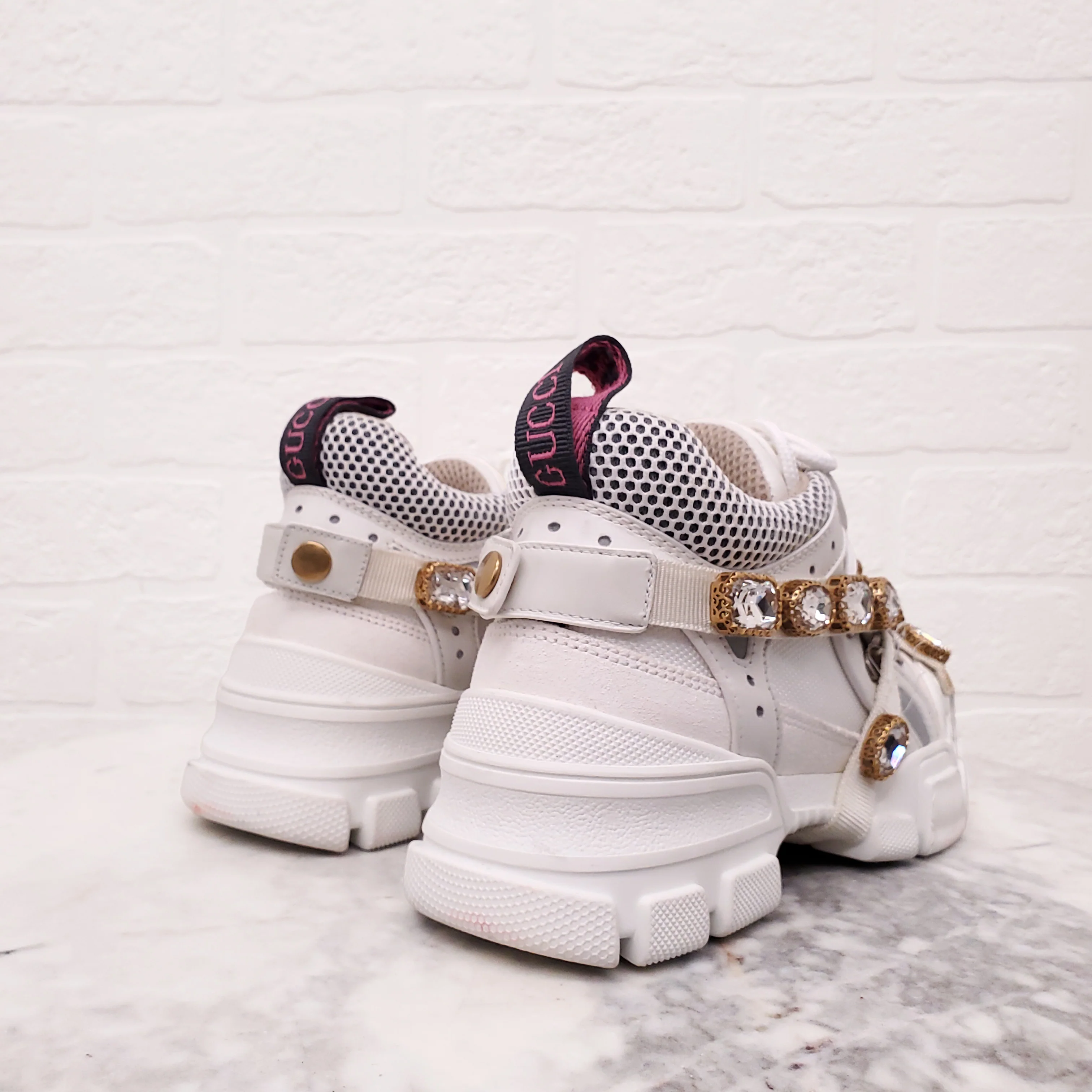 GUCCI FLASHTREK CRYSTAL SNEAKERS - SIZE 35 - Image 3