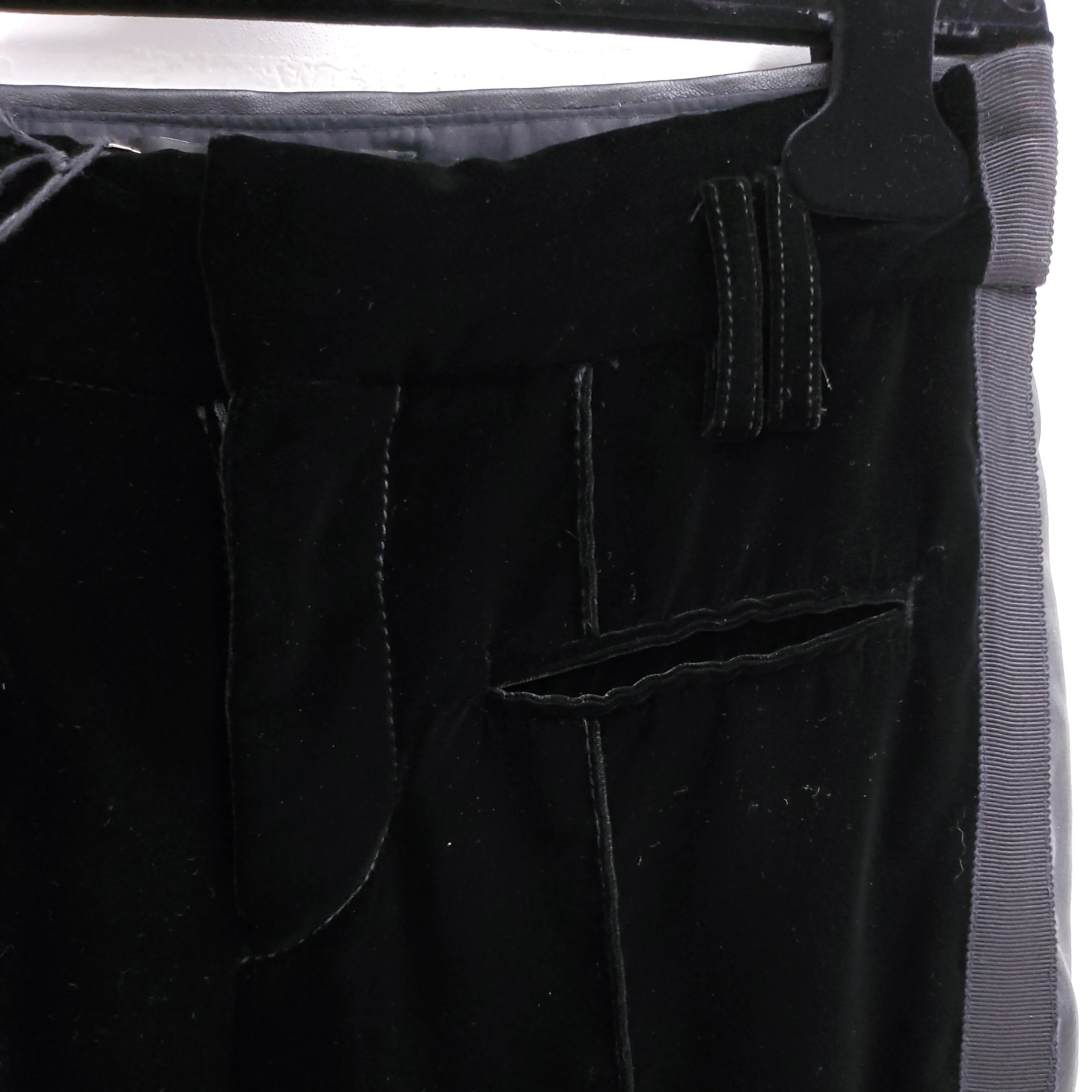 HAIDER ACKERMANN BLACK VELVET AND LEATHER TUXEDO PANT ($2250) - SIZE 36 - Image 4