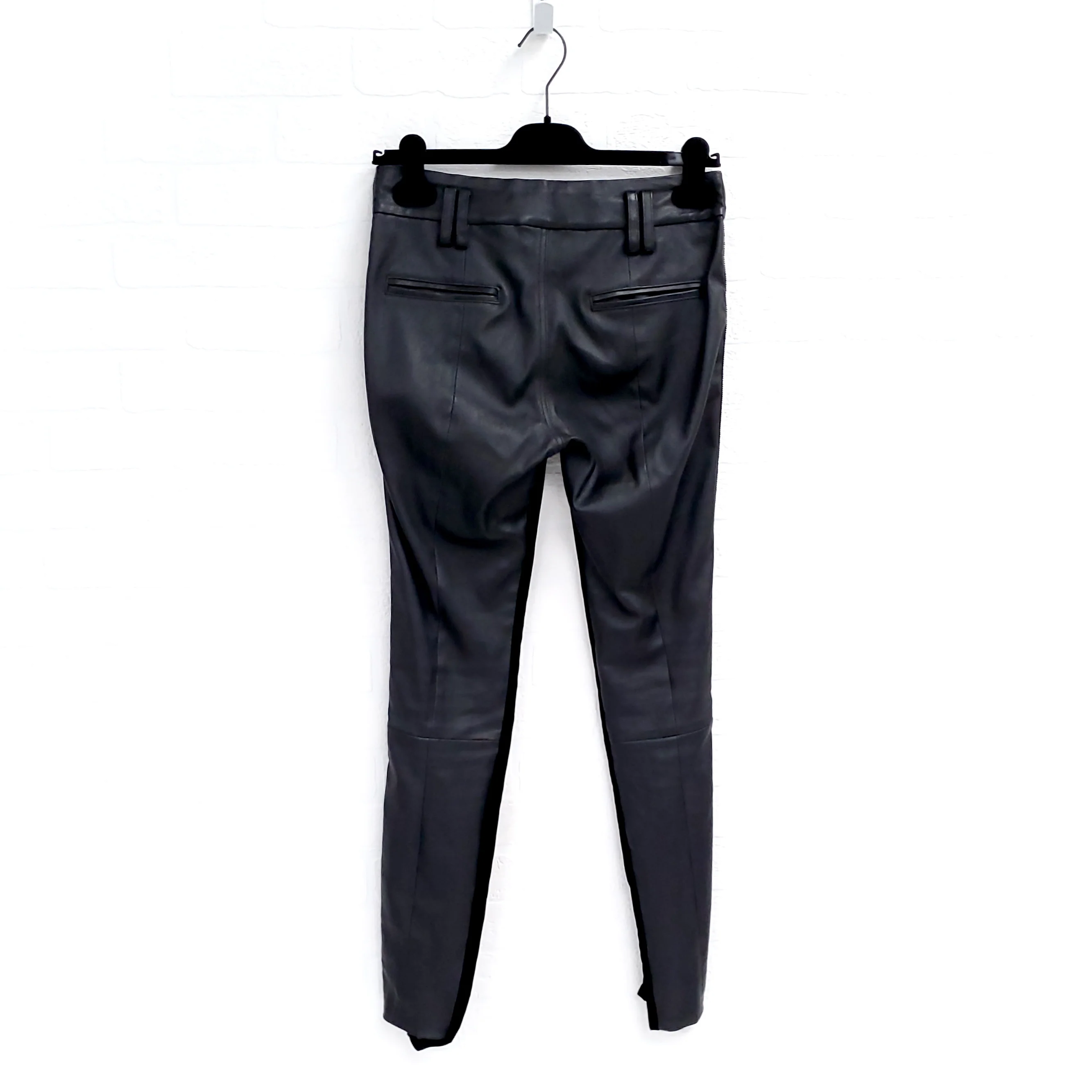 HAIDER ACKERMANN BLACK VELVET AND LEATHER TUXEDO PANT ($2250) - SIZE 36 - Image 6