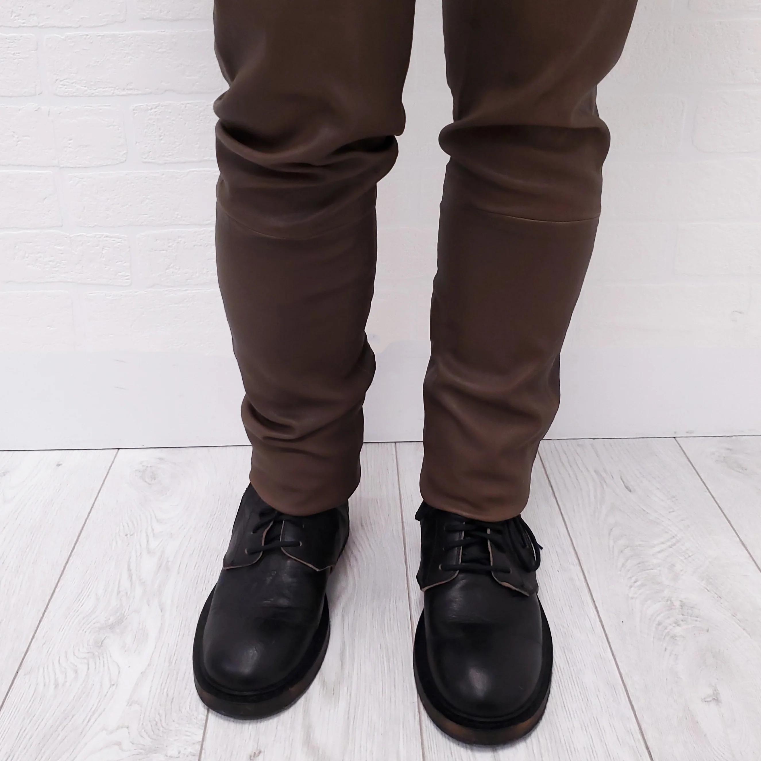 HAIDER ACKERMANN BROWN LEATHER PANTS - SIZE 38 - Image 3