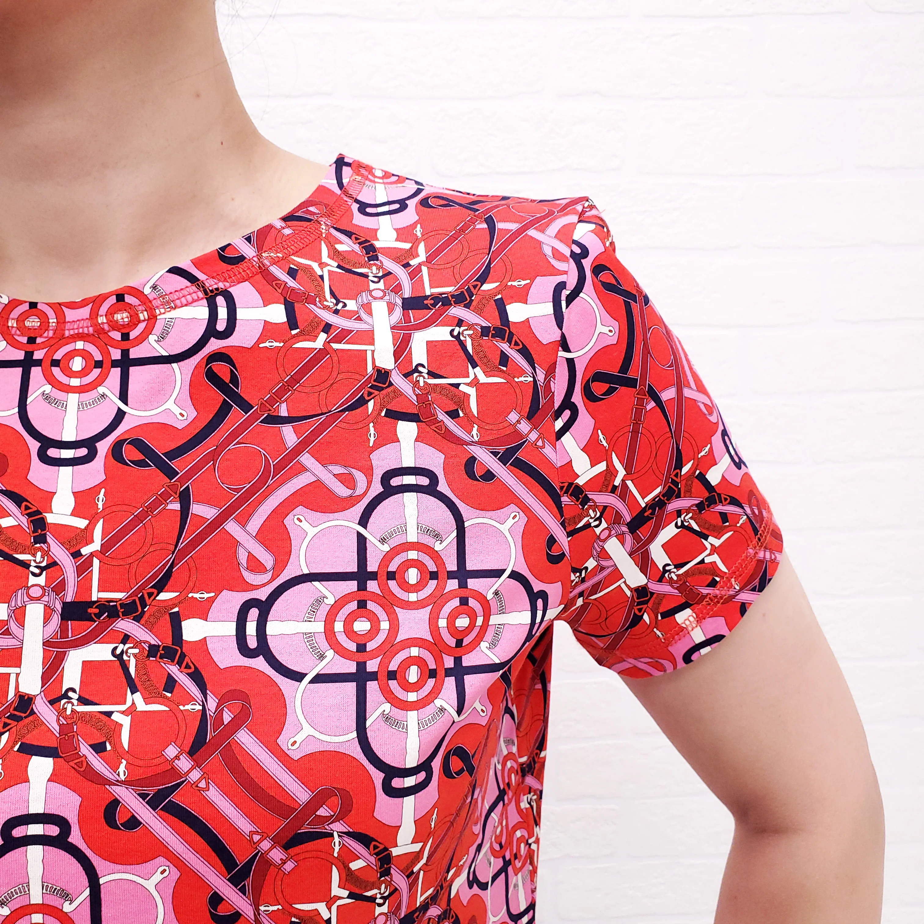 HERMÈS PINK AND RED PATTERNED T-SHIRT - SIZE 42 - Image 3