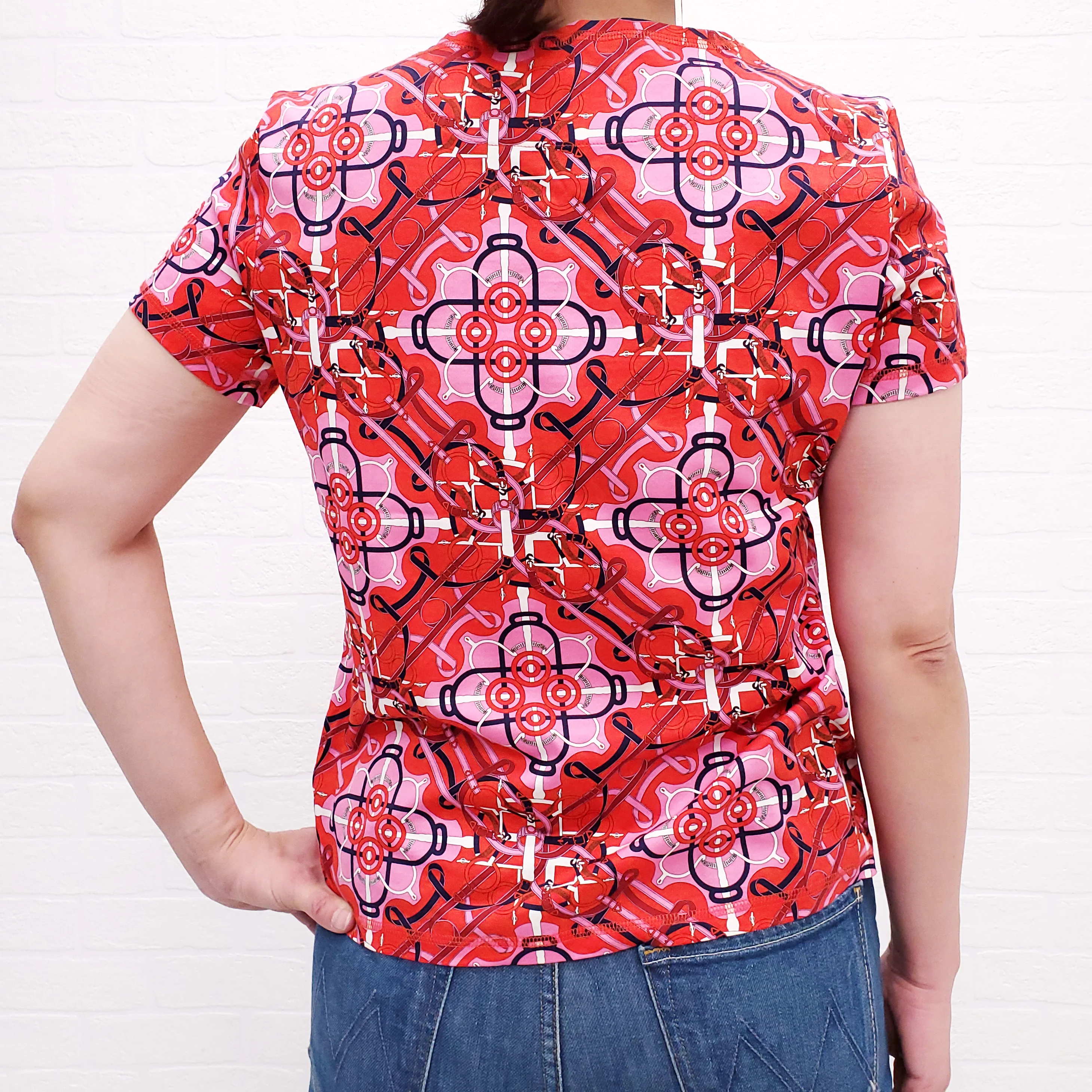 HERMÈS PINK AND RED PATTERNED T-SHIRT - SIZE 42 - Image 4