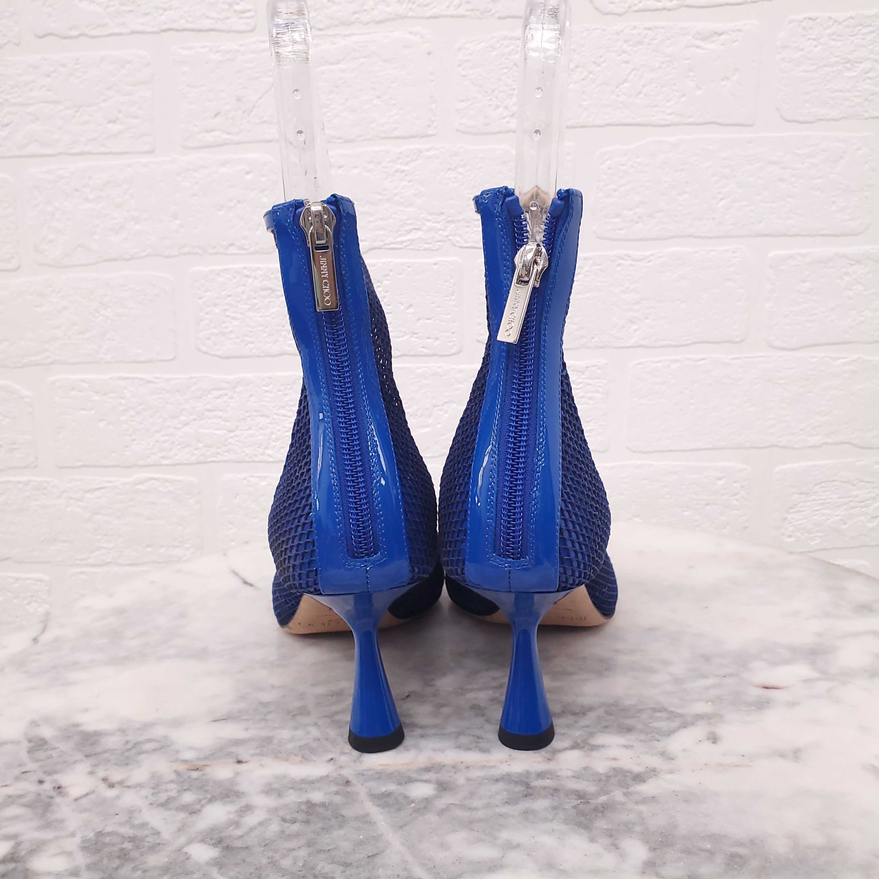 JIMMY CHOO NET BLUE PATENT BOOTIES - SIZE 36.5 - Image 3