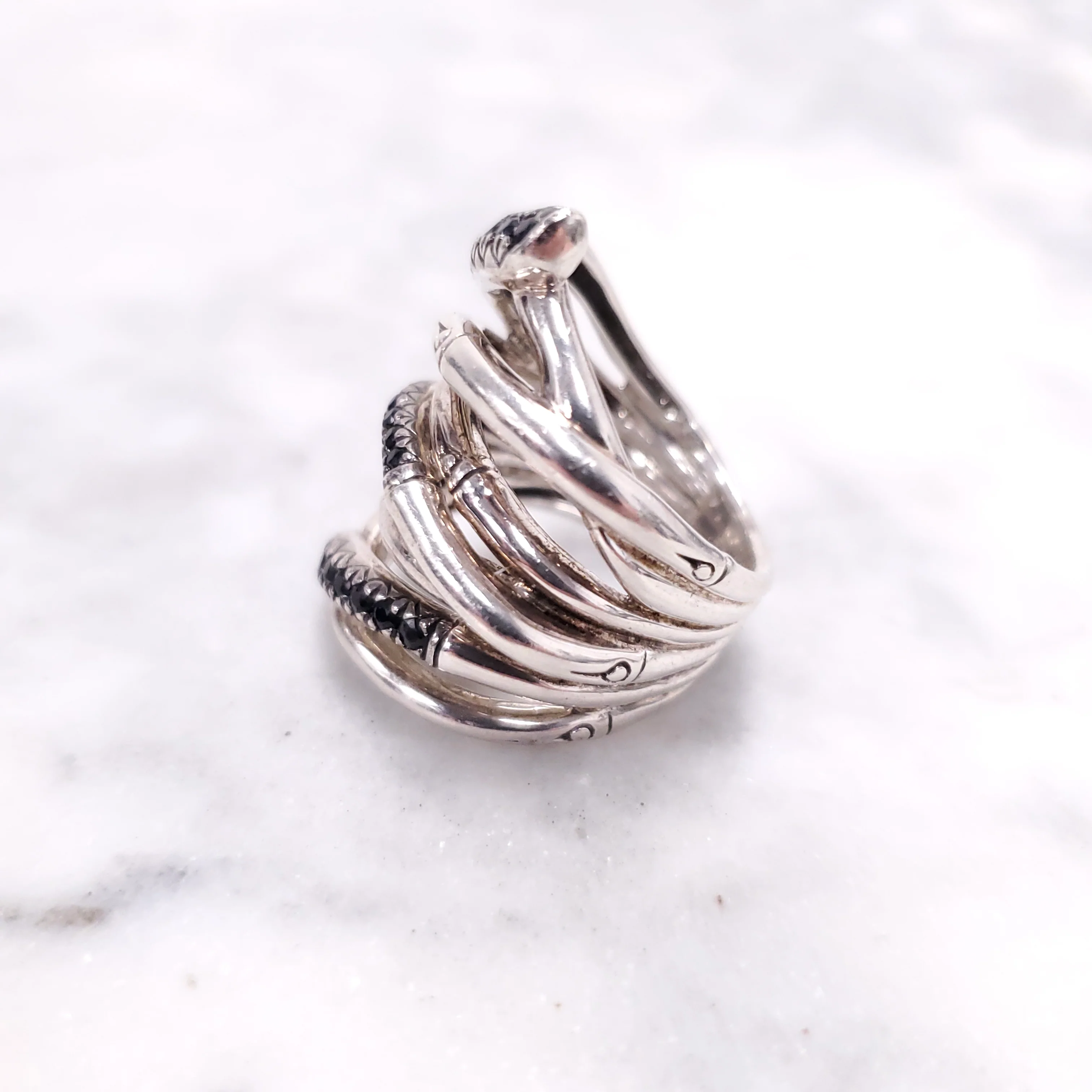 JOHN HARDY BAMBOO RING WITH BLACK SAPPHIRE - SIZE 7 - Image 3