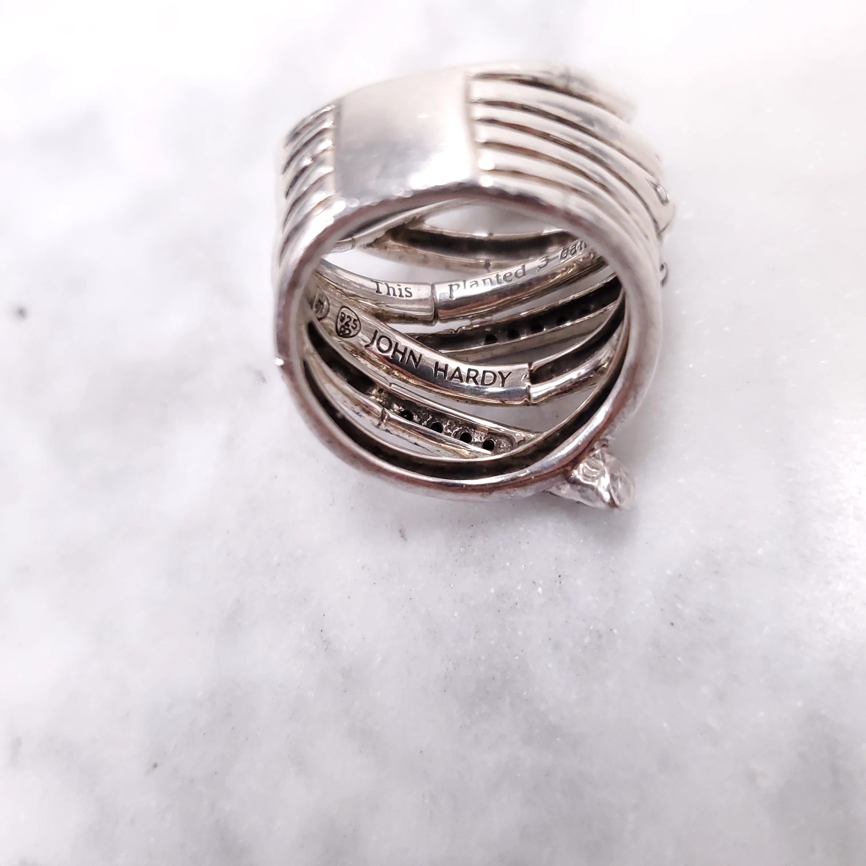 JOHN HARDY BAMBOO RING WITH BLACK SAPPHIRE - SIZE 7 - Image 4