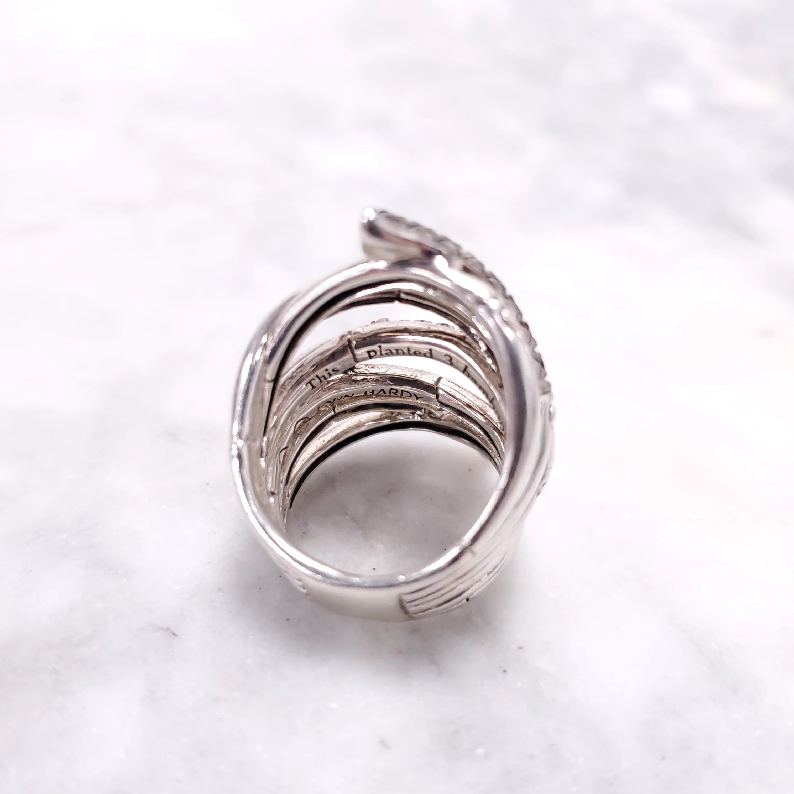 JOHN HARDY BAMBOO RING WITH BLACK SAPPHIRE - SIZE 7 - Image 5