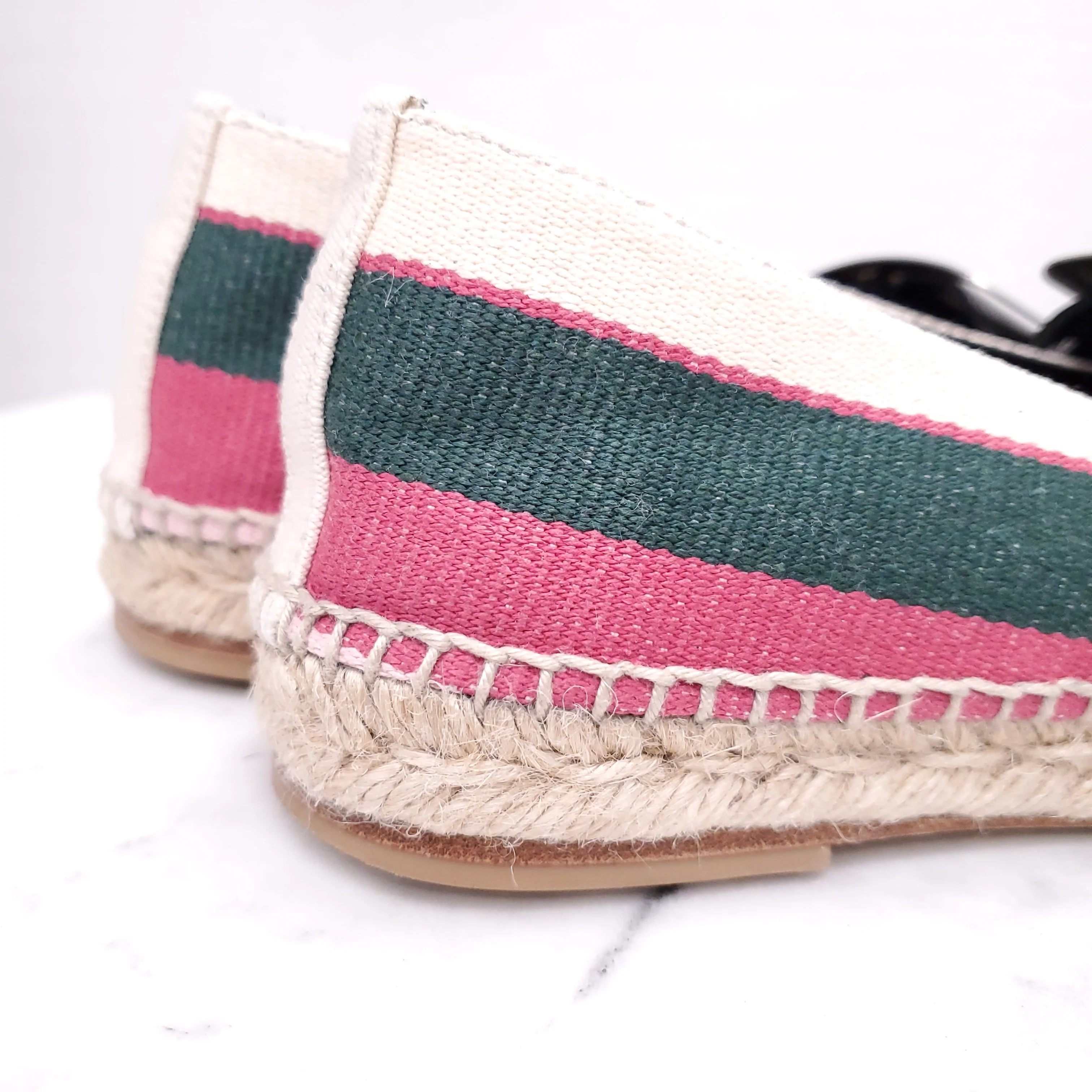 LOEWE STRIPED COLOURFUL ESPADRILLES WITH SILVER BUCKLE - SIZE 37 - Image 3