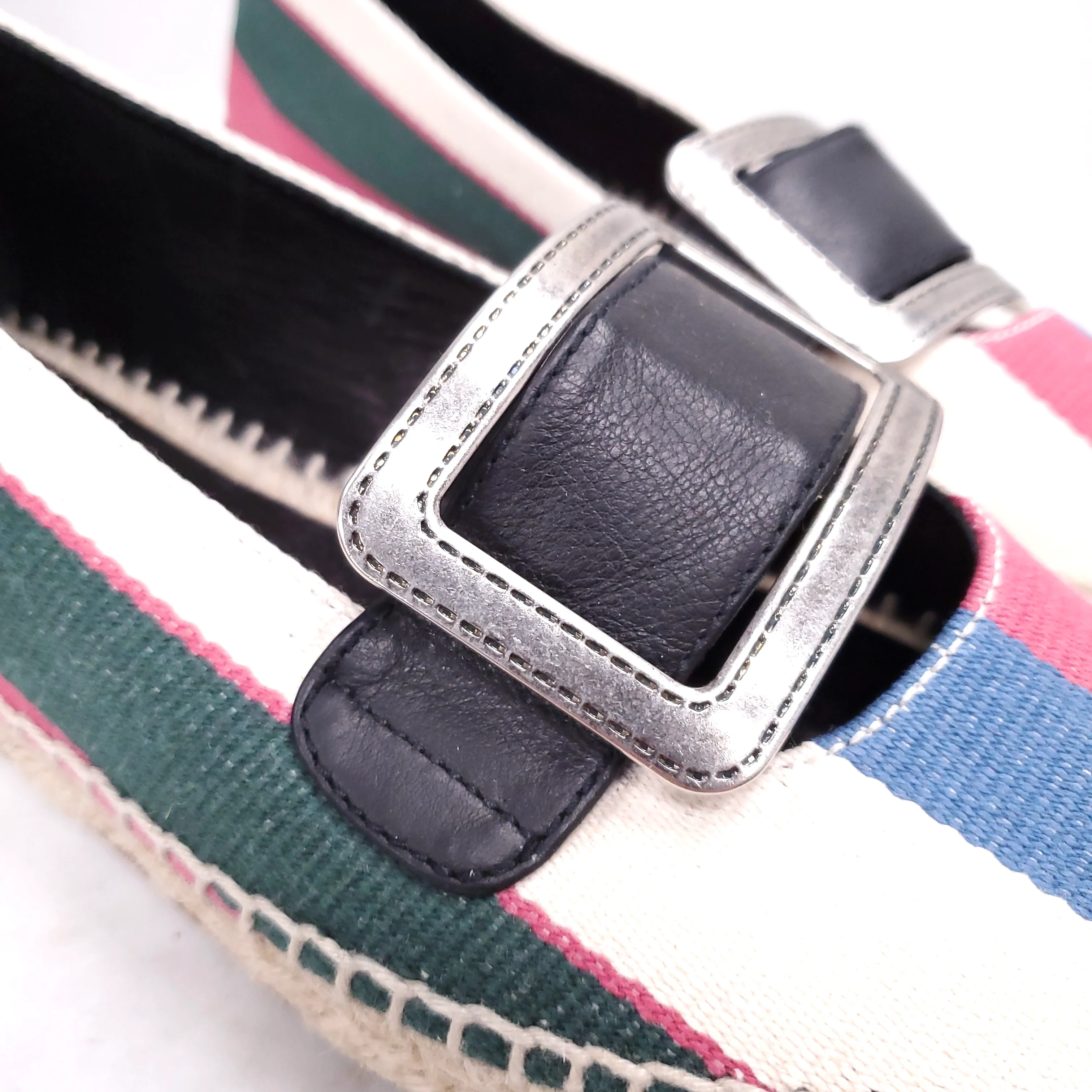 LOEWE STRIPED COLOURFUL ESPADRILLES WITH SILVER BUCKLE - SIZE 37 - Image 4