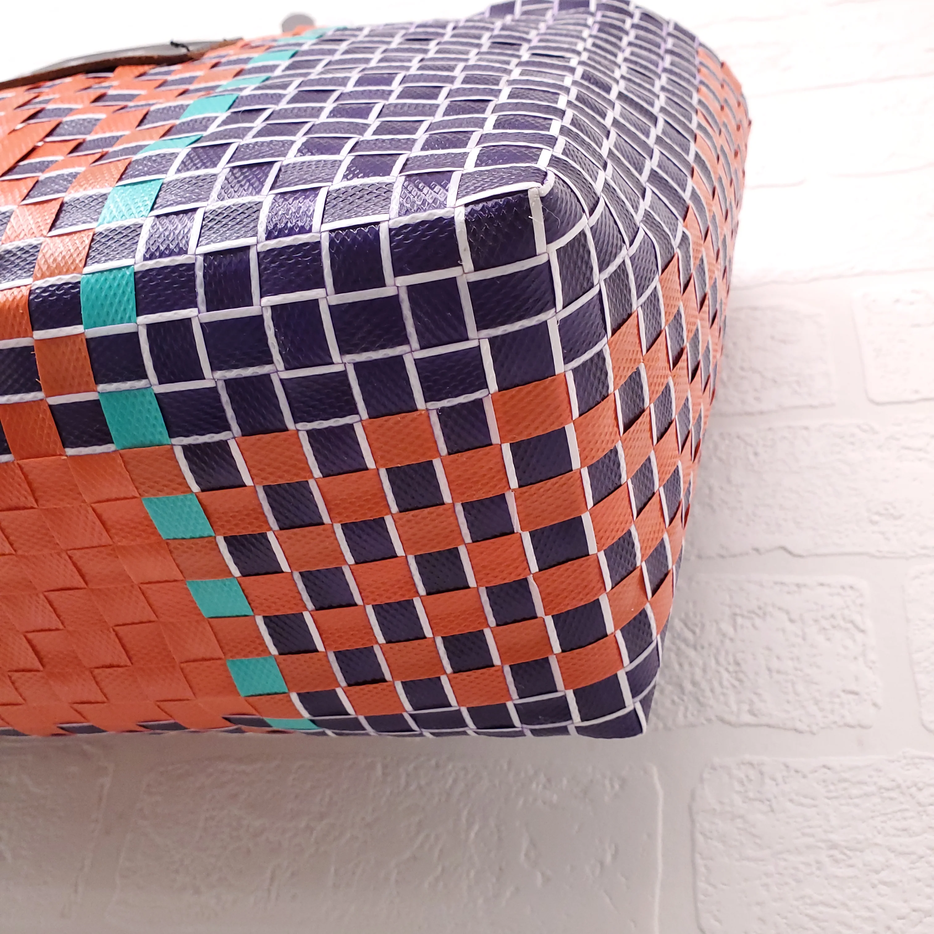 MARNI NAVY/ORANGE MARKET WOVEN SHOPPING BAG - Image 4