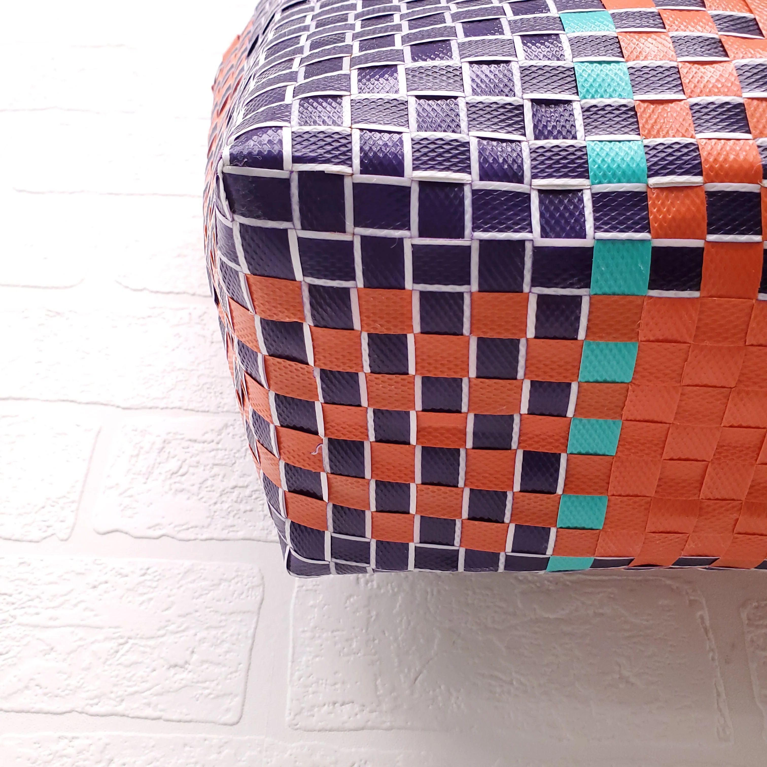 MARNI NAVY/ORANGE MARKET WOVEN SHOPPING BAG - Image 5