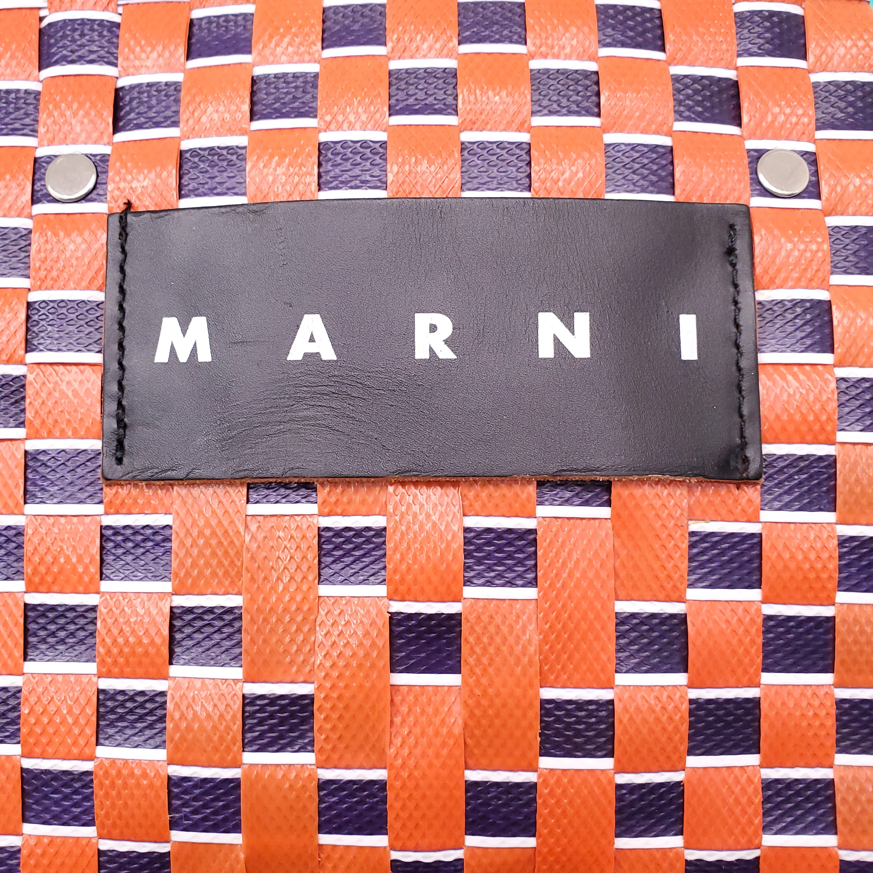 MARNI NAVY/ORANGE MARKET WOVEN SHOPPING BAG - Image 6