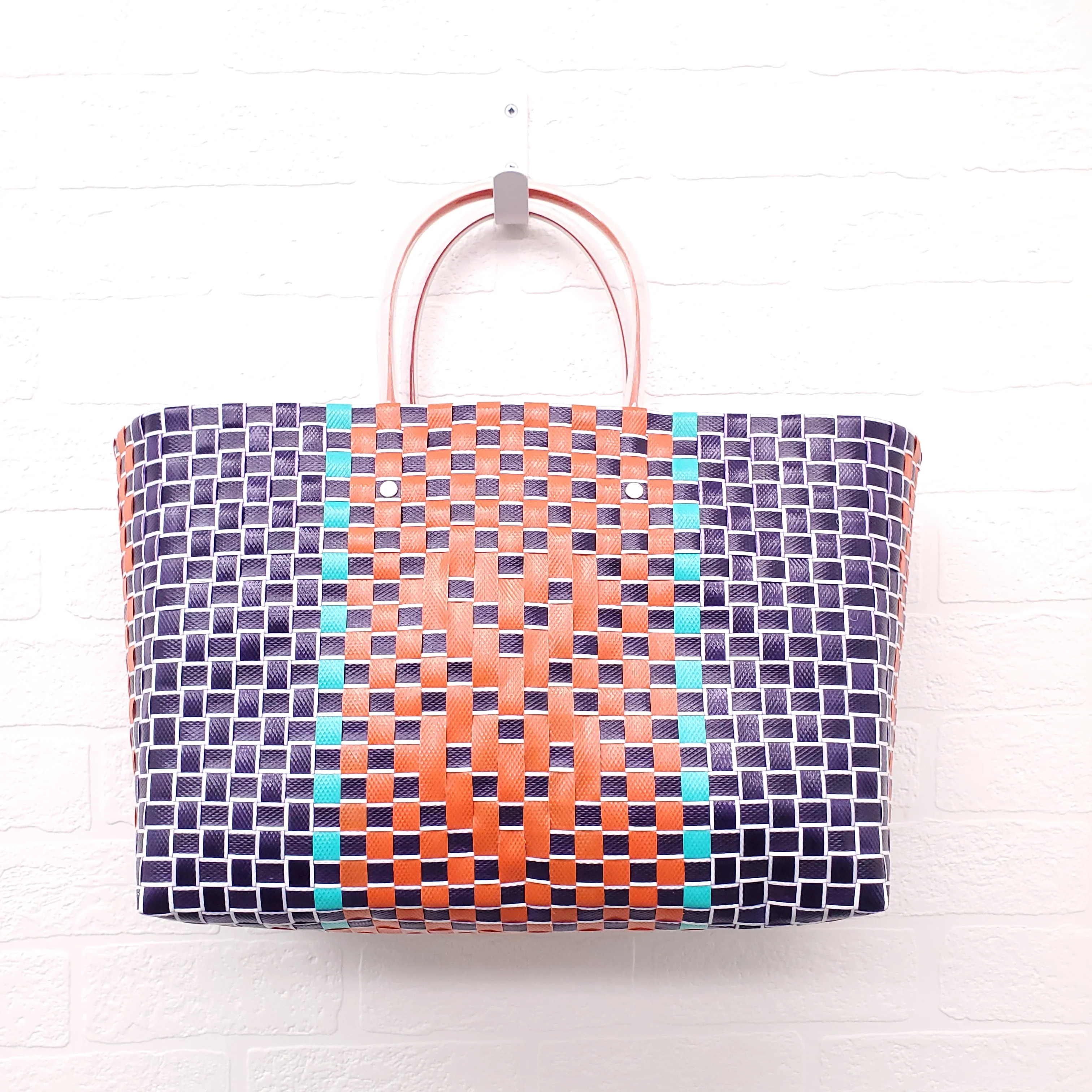 MARNI NAVY/ORANGE MARKET WOVEN SHOPPING BAG - Image 7