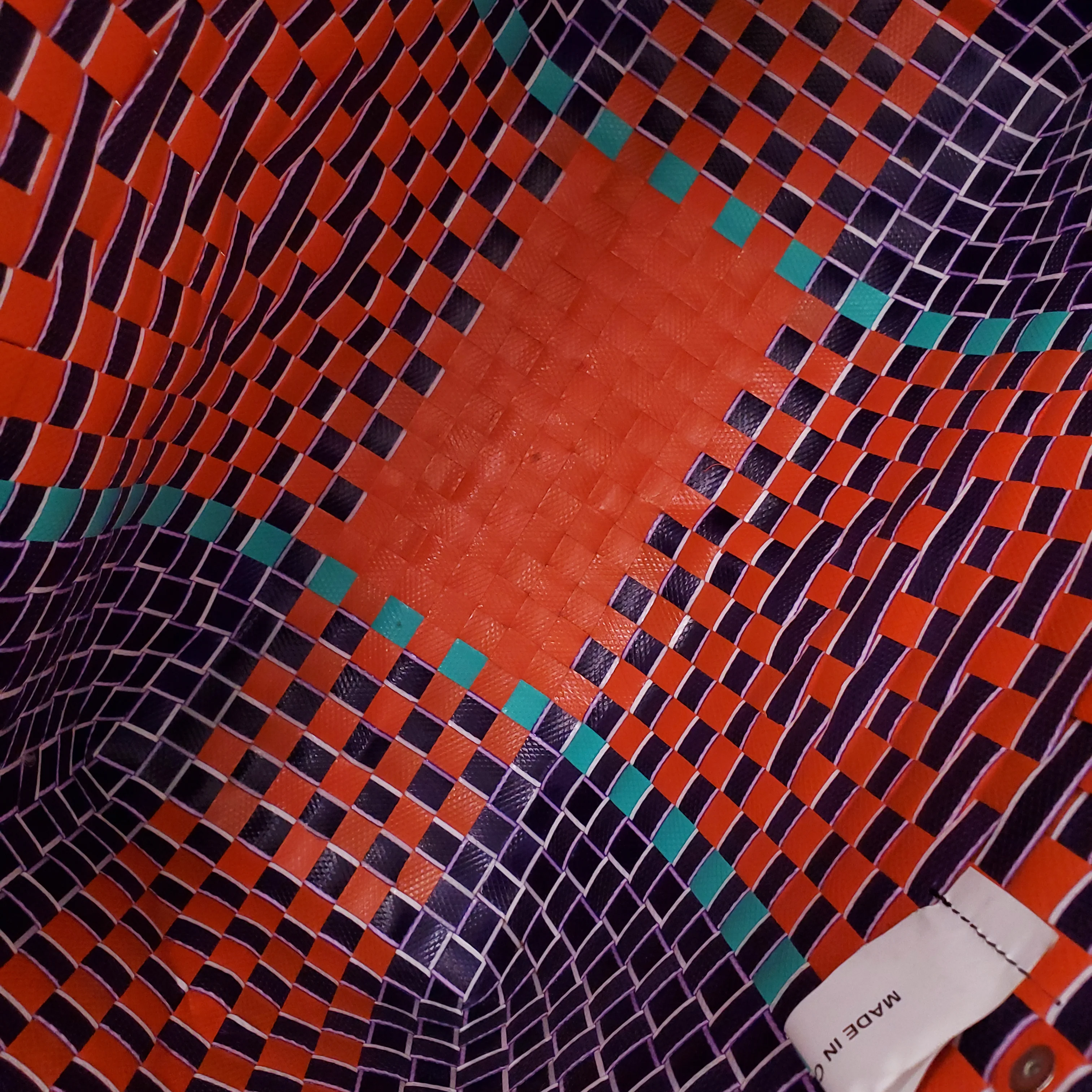 MARNI NAVY/ORANGE MARKET WOVEN SHOPPING BAG - Image 8