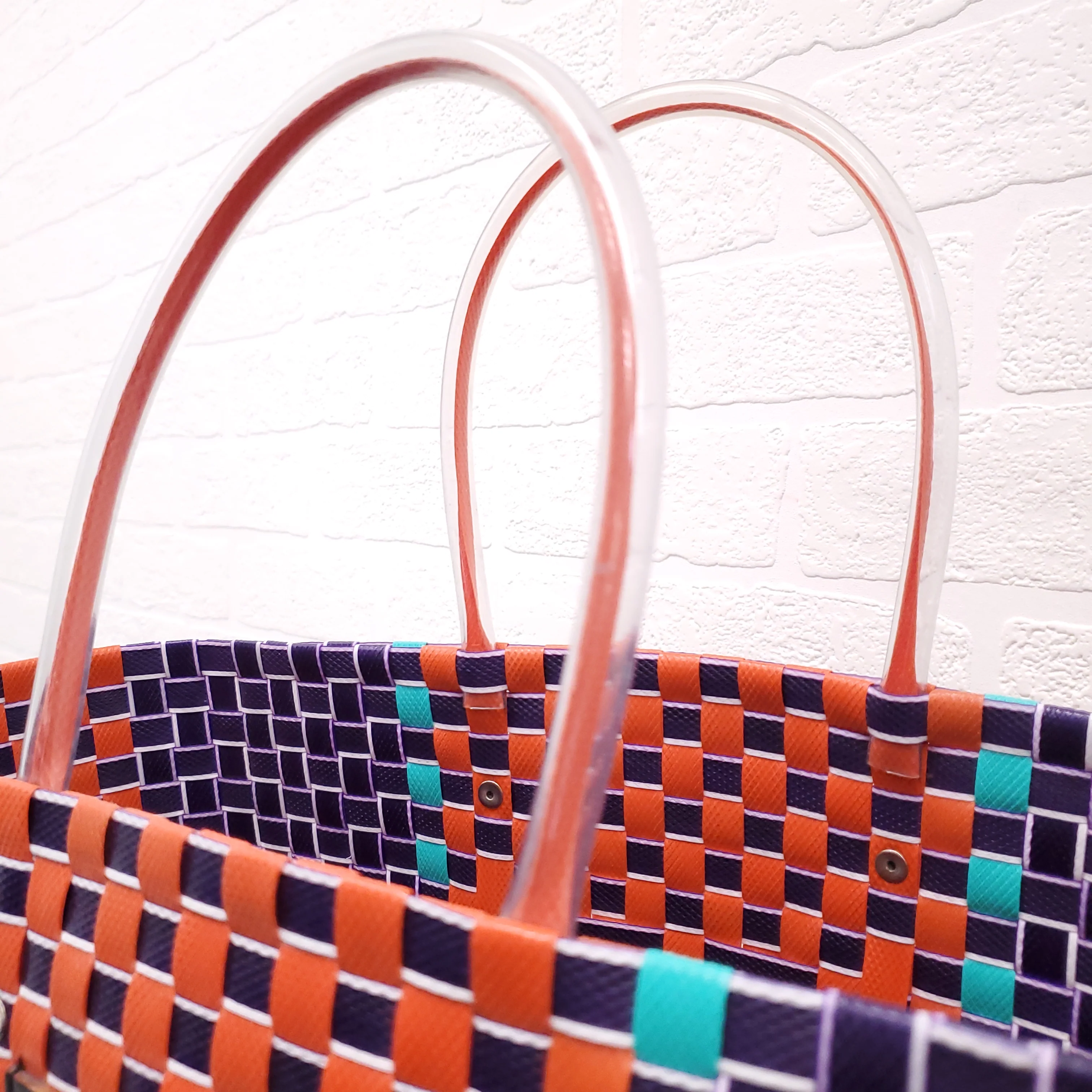 MARNI NAVY/ORANGE MARKET WOVEN SHOPPING BAG - Image 9