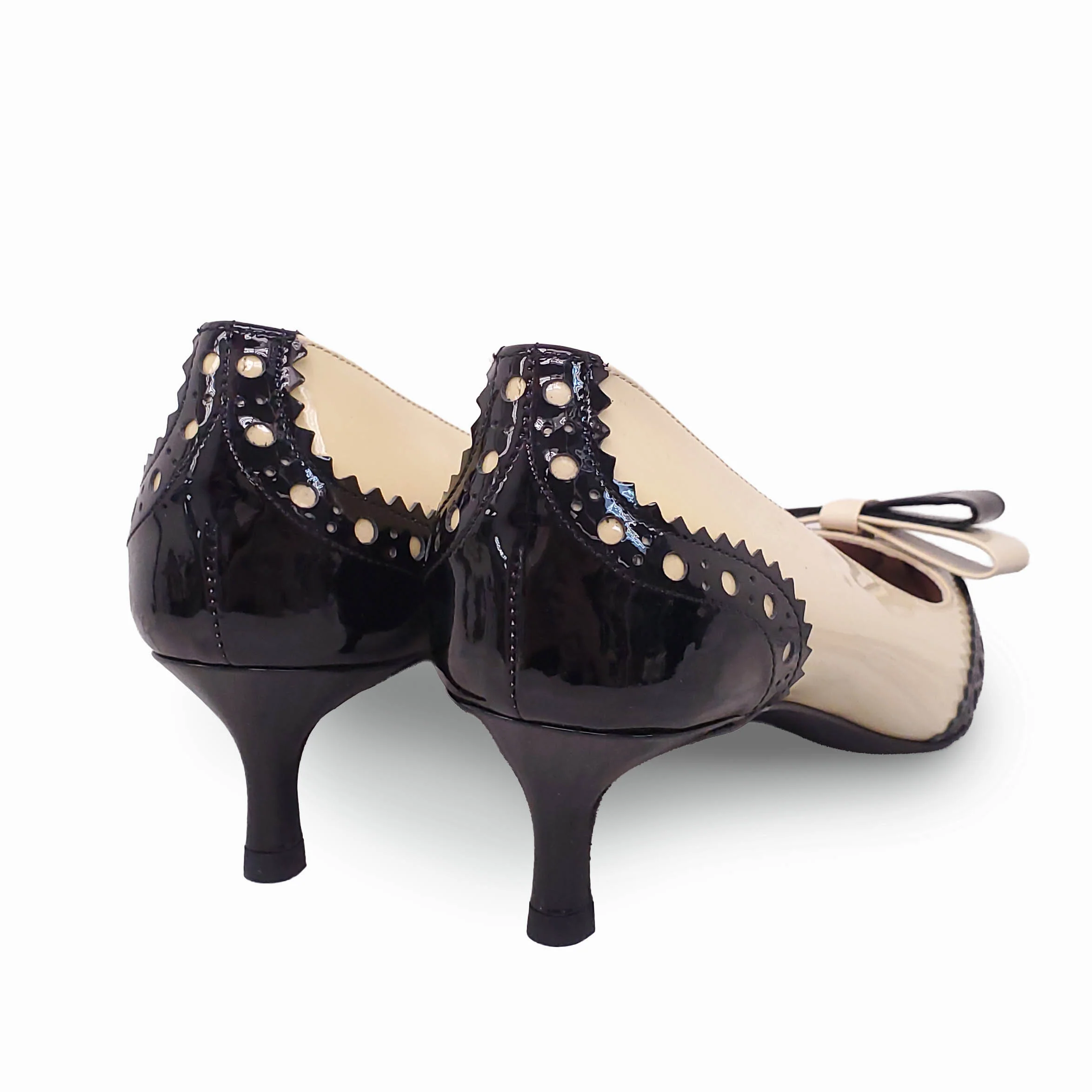 MIU MIU BEIGE AND BLACK SPECTATOR KITTEN HEELS - SIZE 35.5 - Image 3