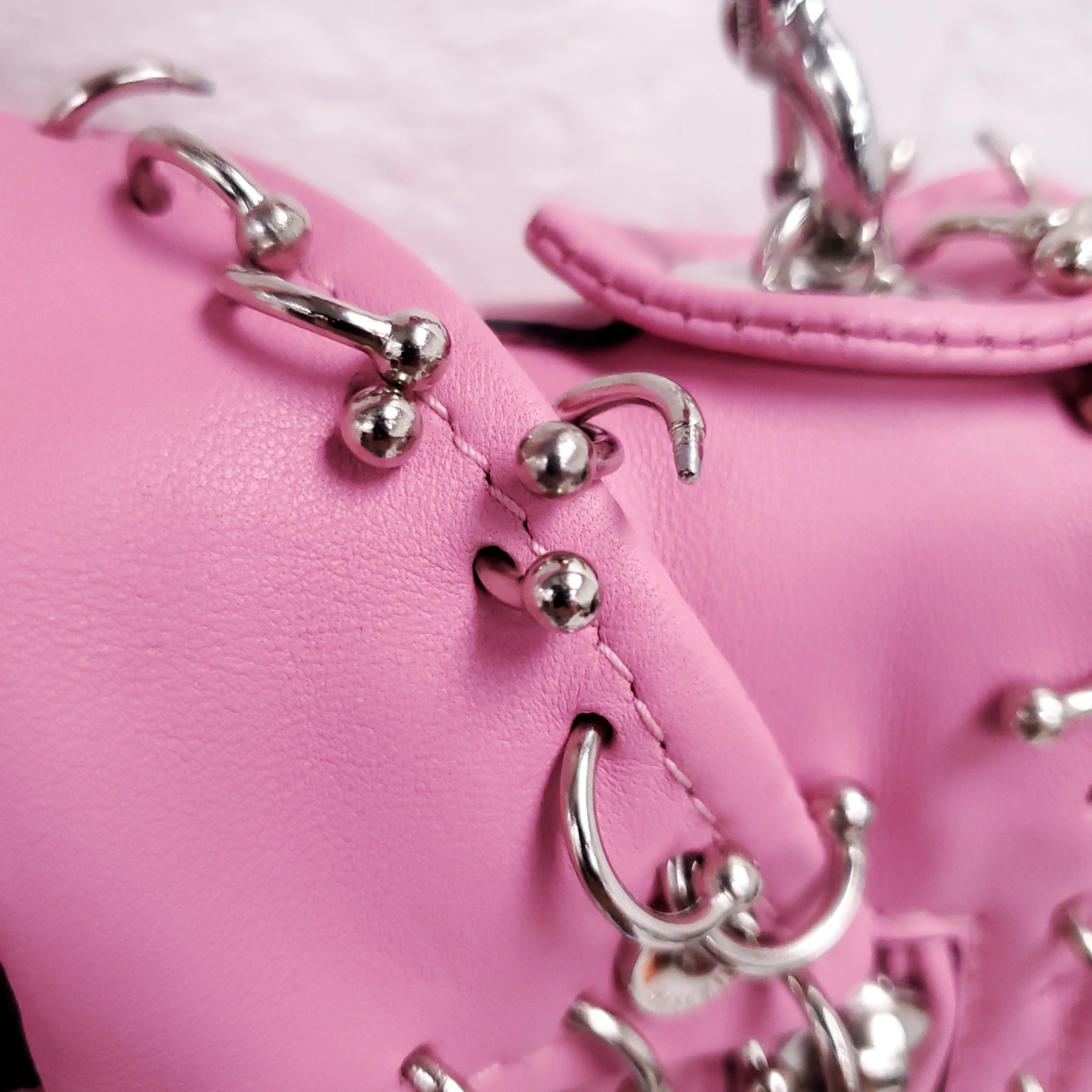 MOSCHINO PINK BIKER JACKET PIERCING SHOULDER BAG - Image 10